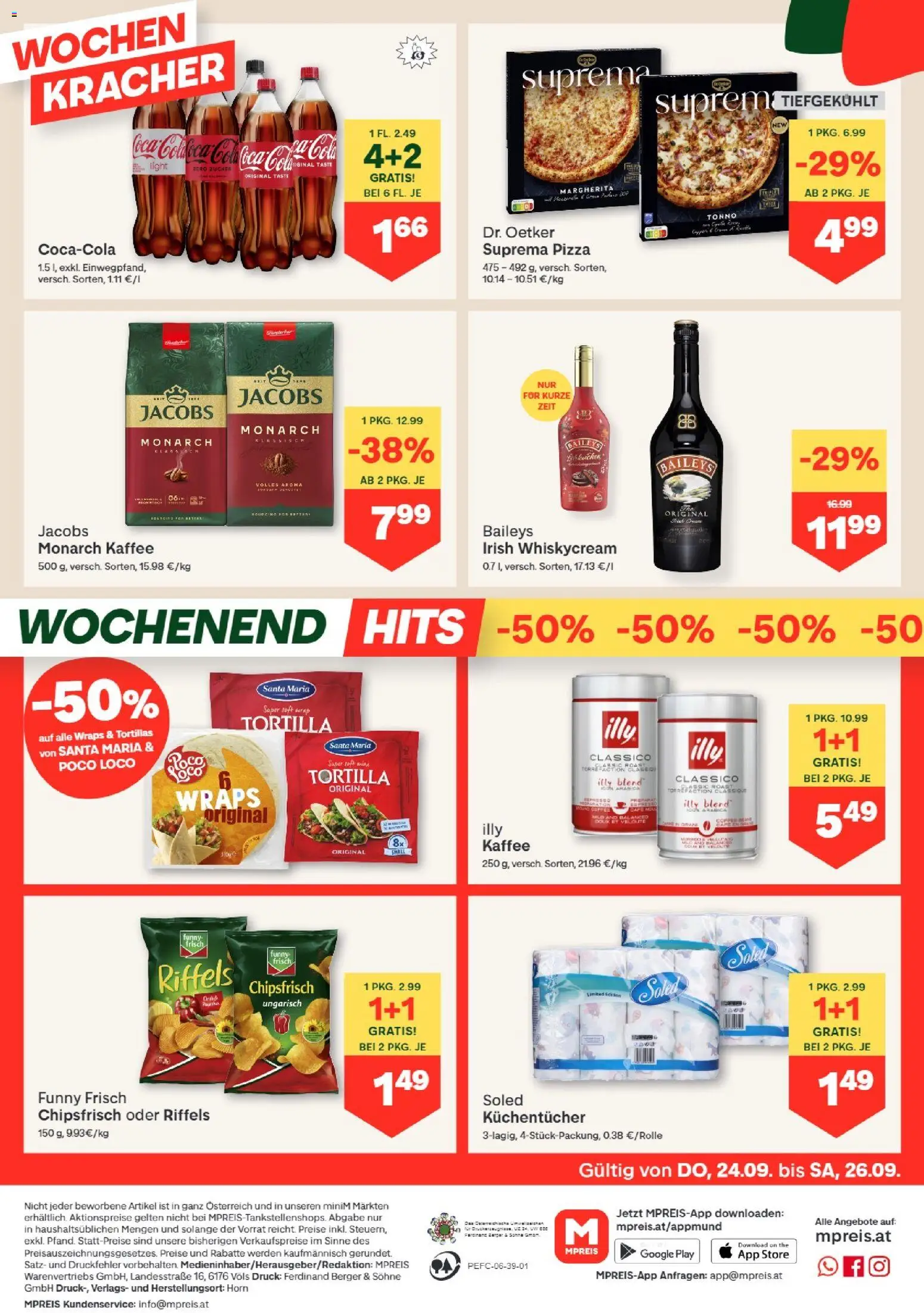 MPREIS Altenmarkt im Pongau gültig ab 24.09.2026 | Seite: 12 | Produkte: Kaffee, Pizza