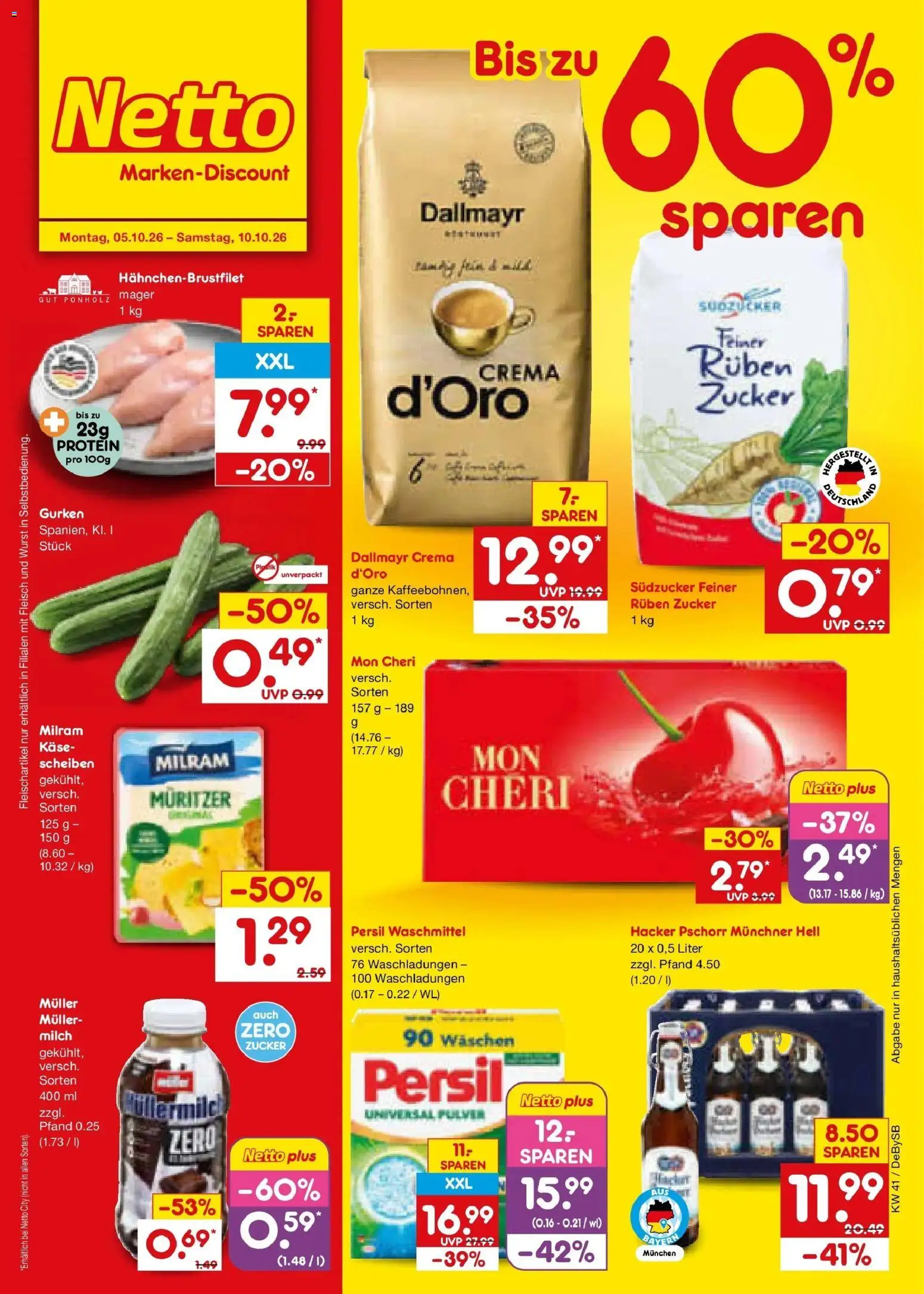 Netto Marken-Discount Prospekt Stuttgart (ab 05.10.2026) » Angebote | Seite: 1 | Produkte: Dallmayr, Zucker, Persil, Mon cheri
