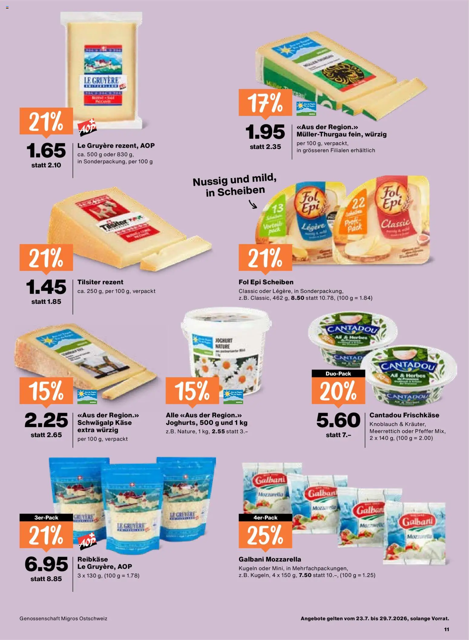 Migros aktionen – gültig ab 23.07.2026 | Seite: 11 | Produkte: Käse, Knoblauch, Pfeffer