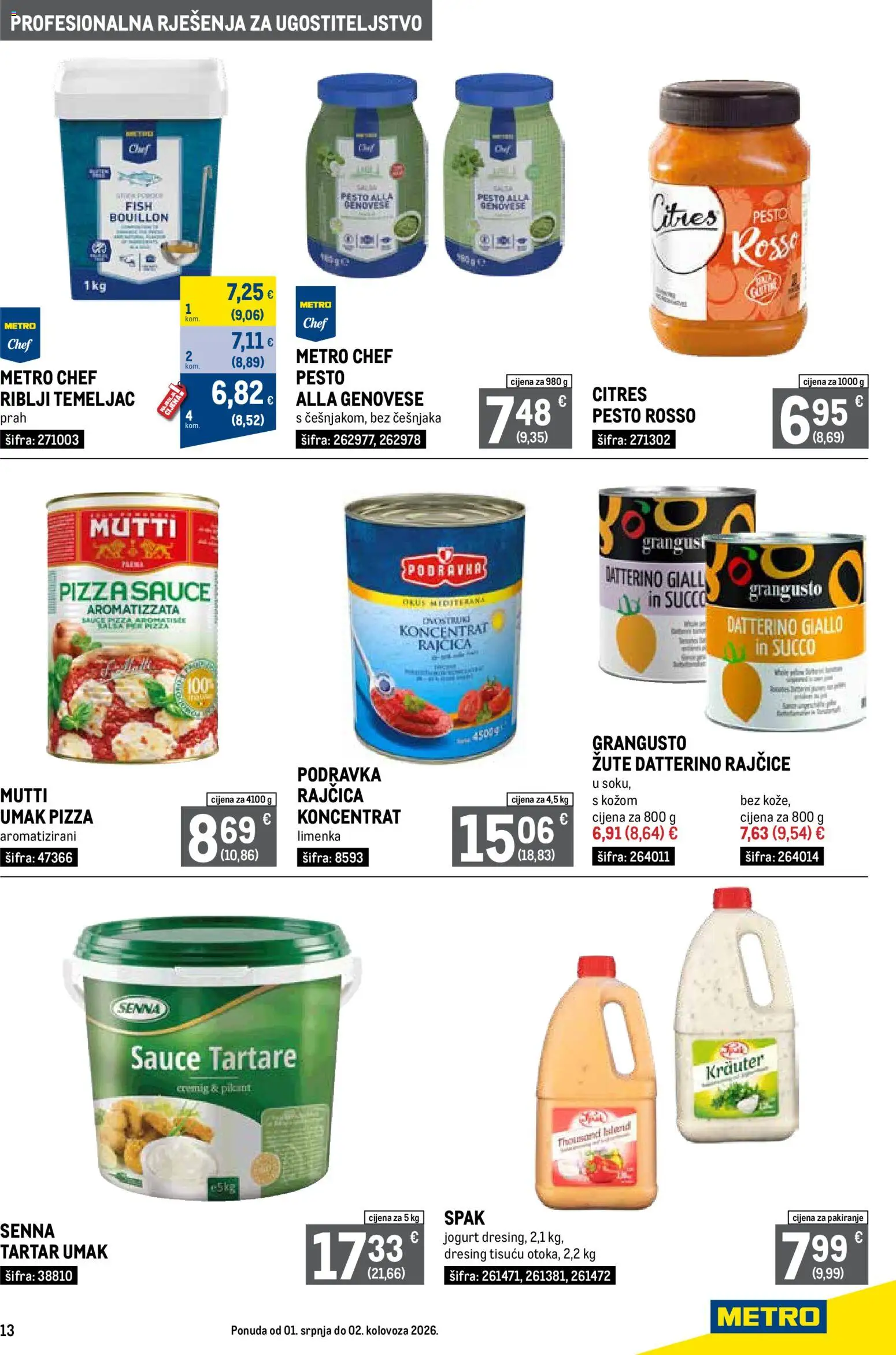 Metro katalog | vrijedi od 01.07.2026 | Stranica: 13 | Proizvodi: Jogurt, Podravka, Rajčice, Rajčica