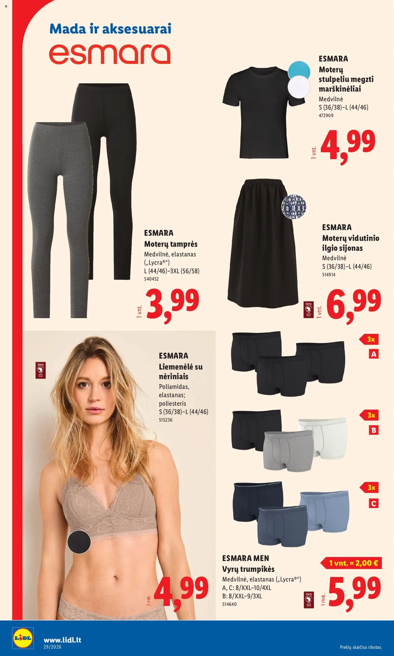 LIDL akcijos nuo 2026.07.13 | Puslapis: 20 | Prekių: Marškinėliai, Liemenėlė, Tamprės, Trumpikės