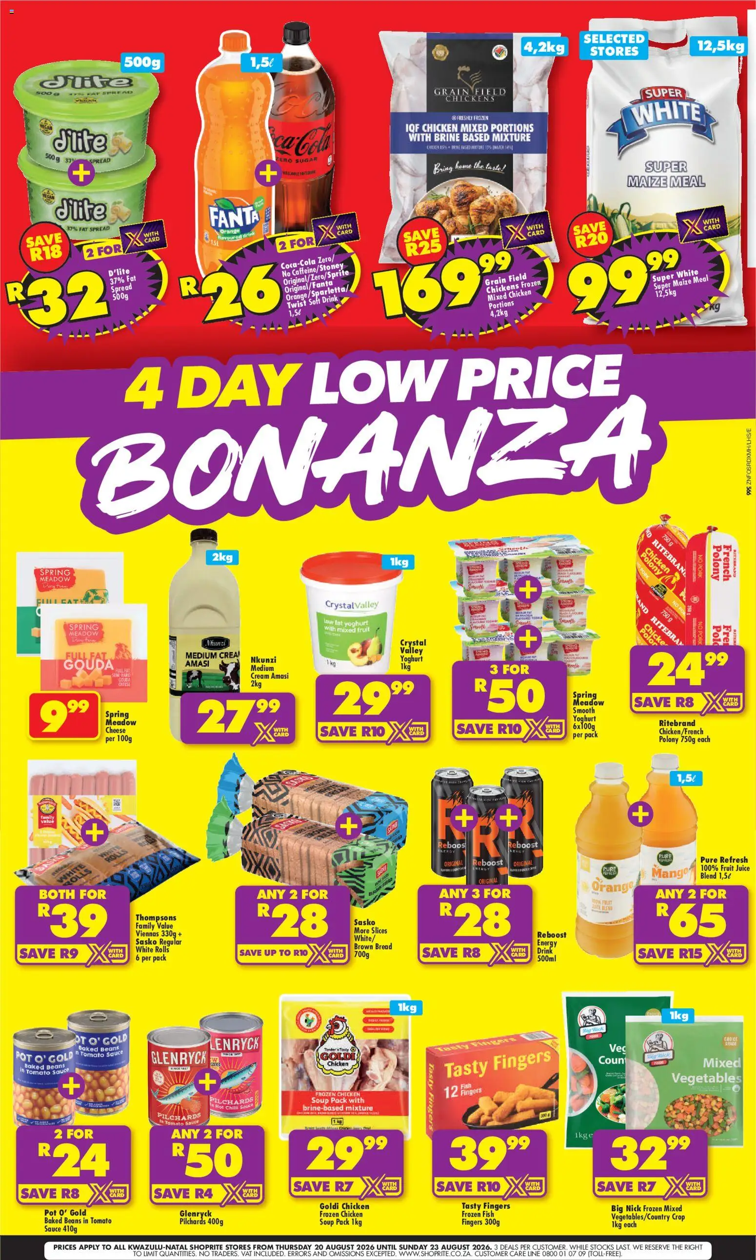 New Shoprite catalogue – valid from 20/08/2026 | Page: 1 | Products: Meadow, Frozen chicken, Cheese, Sauce