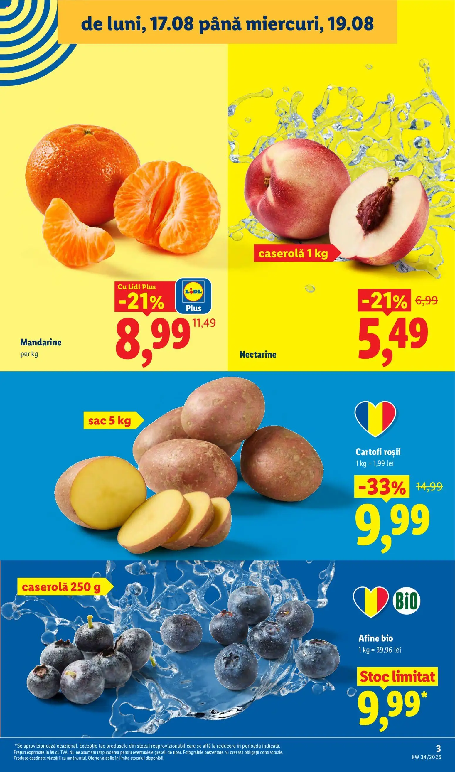Noul catalog Lidl – valabil de la 17.08.2026 | Pagină: 3 | Produse: Bio, Caserola, Roșii, Mandarine
