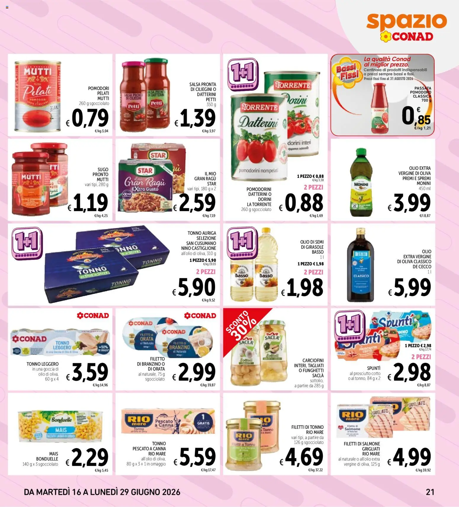 Volantino Spazio Conad del 16.06.2026 | Pagina: 21 | Prodotti: Pomodorini, Pomodoro, Pomodori, Sugo