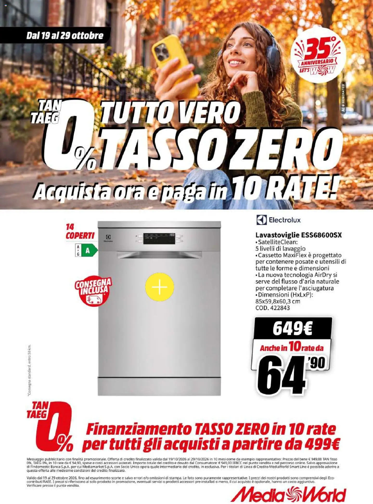 Volantino Media World del 19/10/2026 | Pagina: 65 | Prodotti: Posate, Lavastoviglie