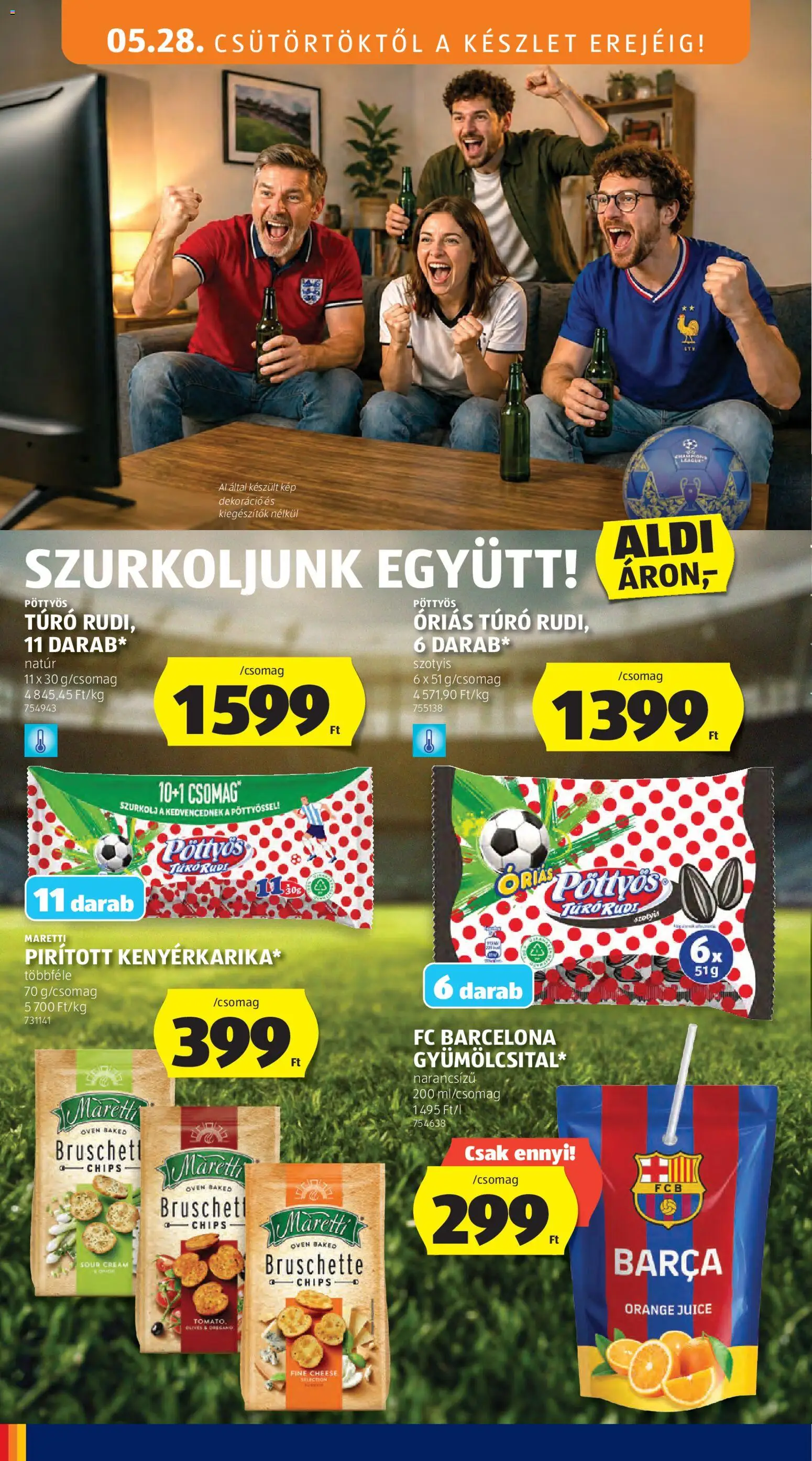 Aldi akciós ujság - amely érvényes a következő dátumtól: 28.05.2026 | Oldal: 20 | Termékek: Chips, Túró, Dekoráció, Bruschetta