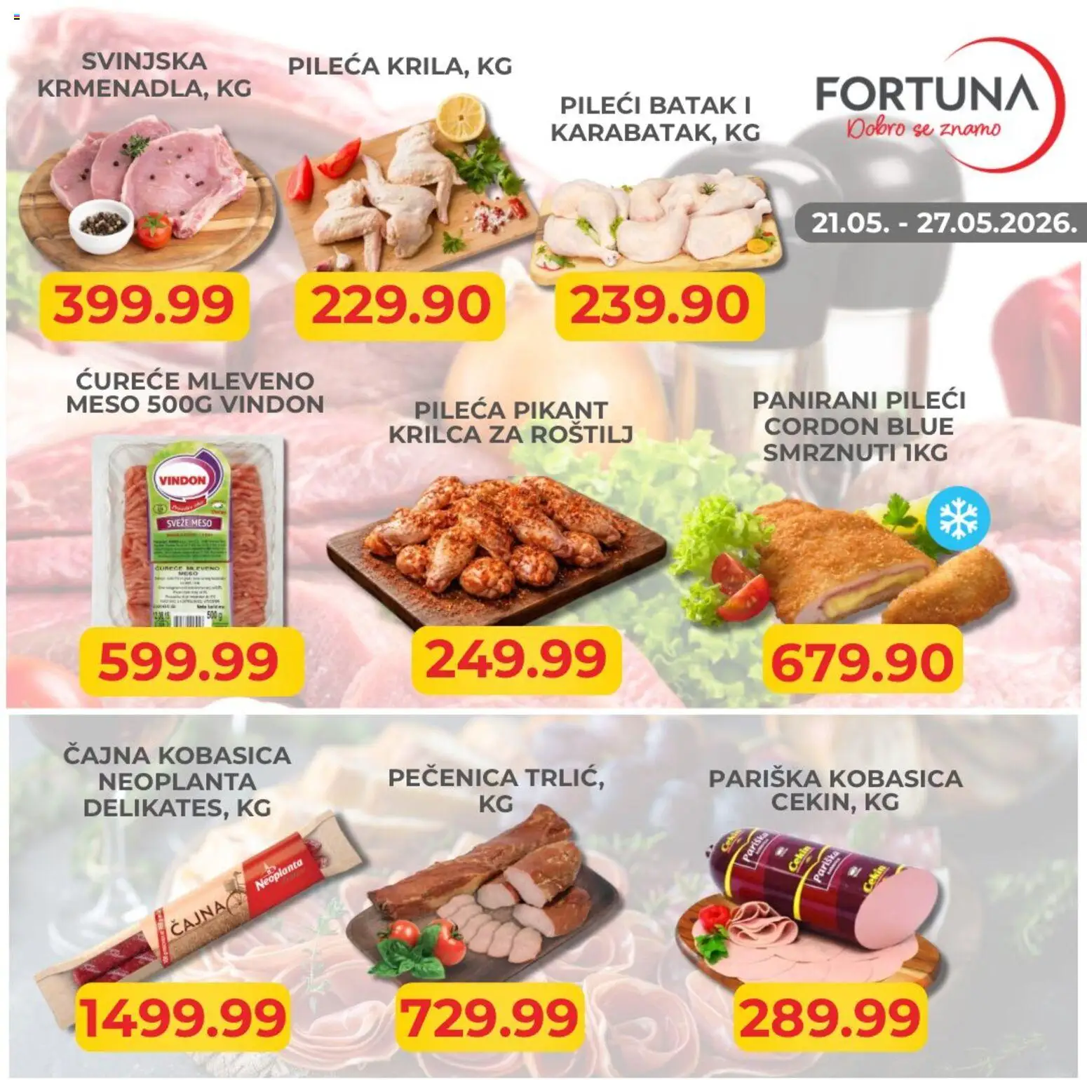 Fortuna Market katalog - važi od 21.05.2026 | Strana: 1 | Proizvode: Mleveno meso, Kobasica, Pečenica, Roštilj