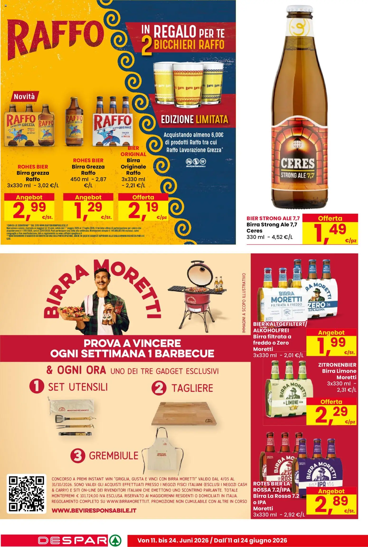 Volantino Despar del 11.06.2026 | Pagina: 10 | Prodotti: Birra, Tè, Limone, Grembiule