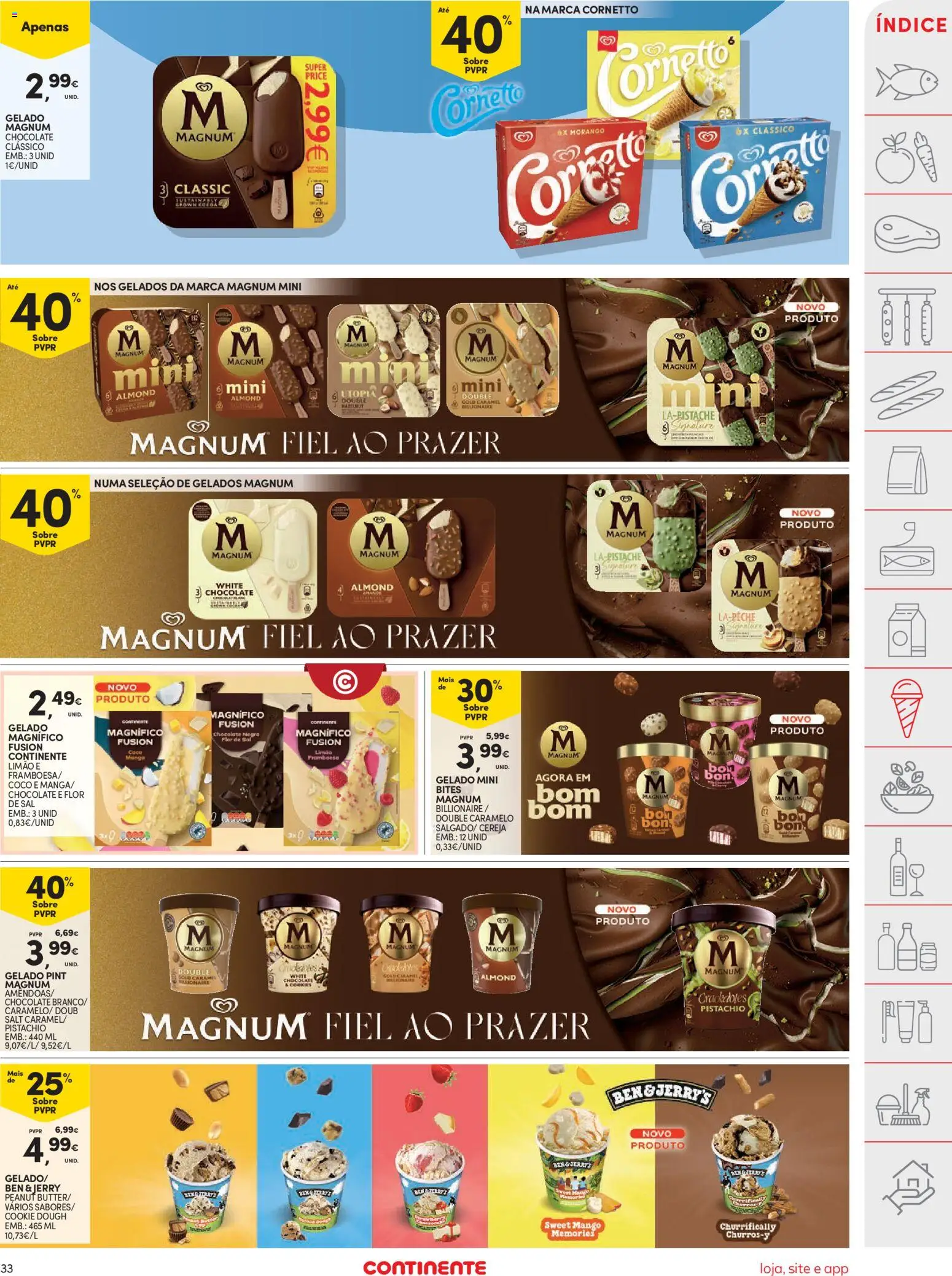 Continente folheto │ válido de 21/07/2026 | Página: 33 | Produtos: Sal, Cereja, Gelado, Chocolate