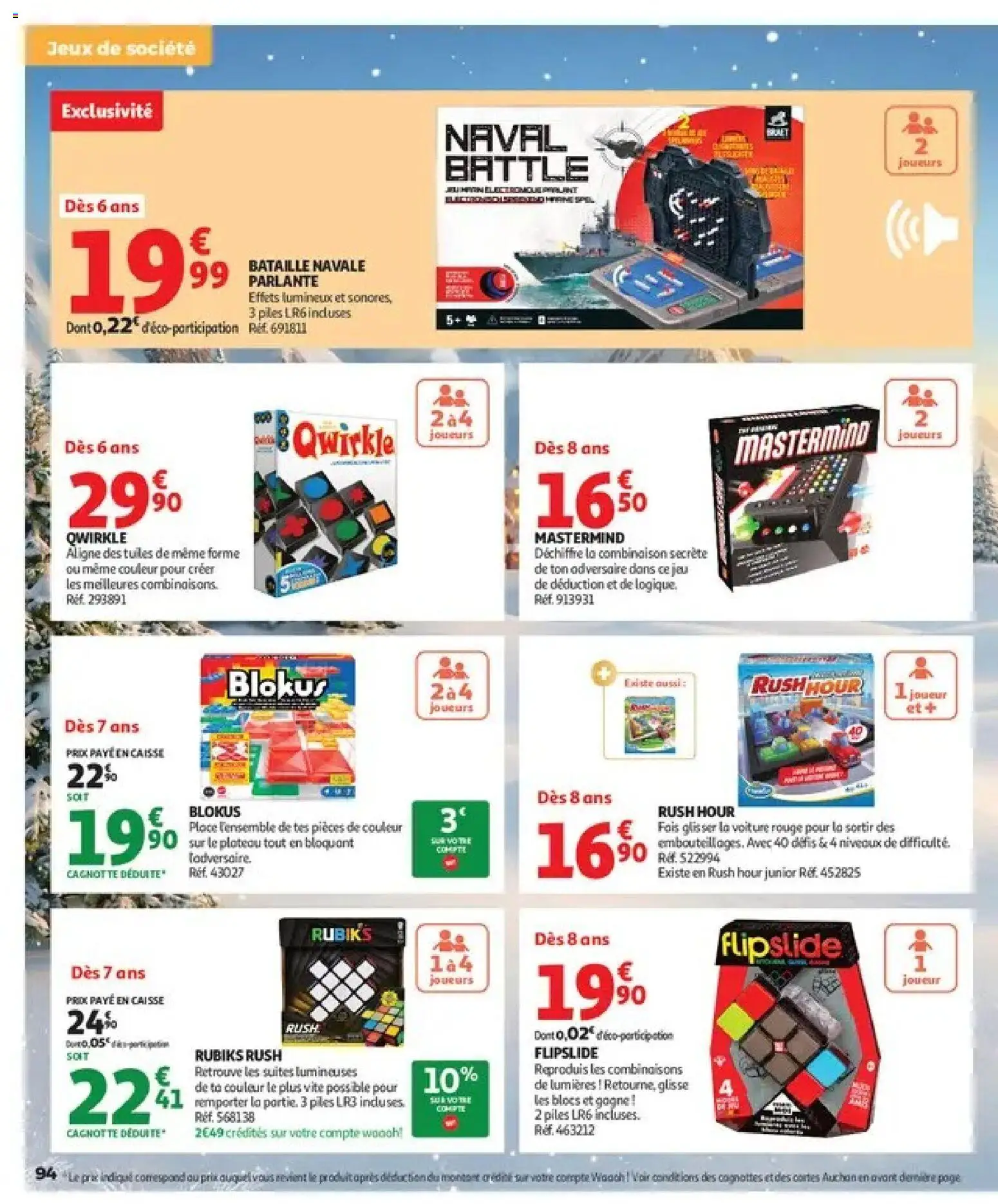 {H1} | Page: 94 | Produits: Joueur, Combinaison, Jeux de société, Piles