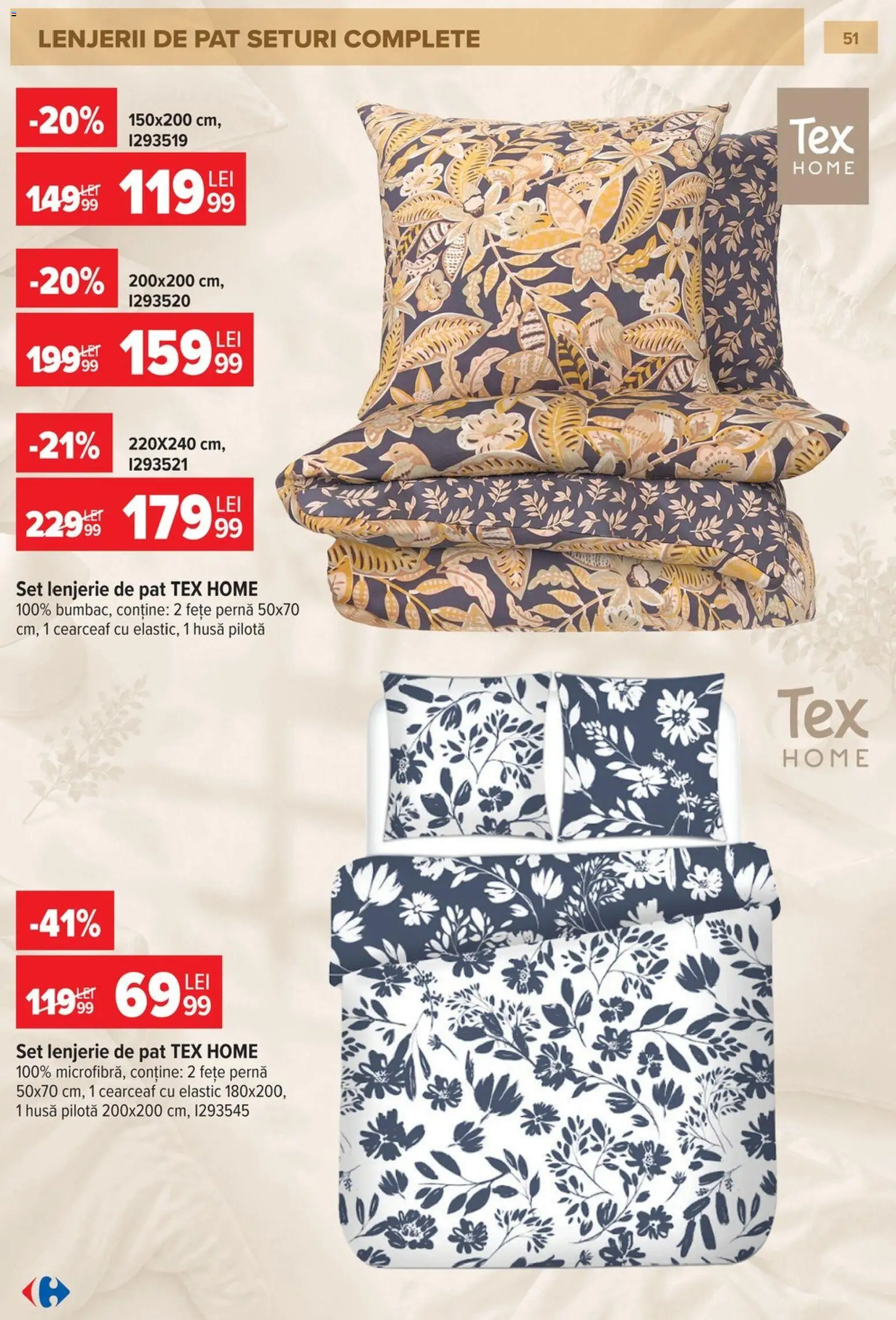 Noul catalog Carrefour – valabil de la 23.09.2026 | Pagină: 51 | Produse: Pat, Pernă, Pilotă, Tex