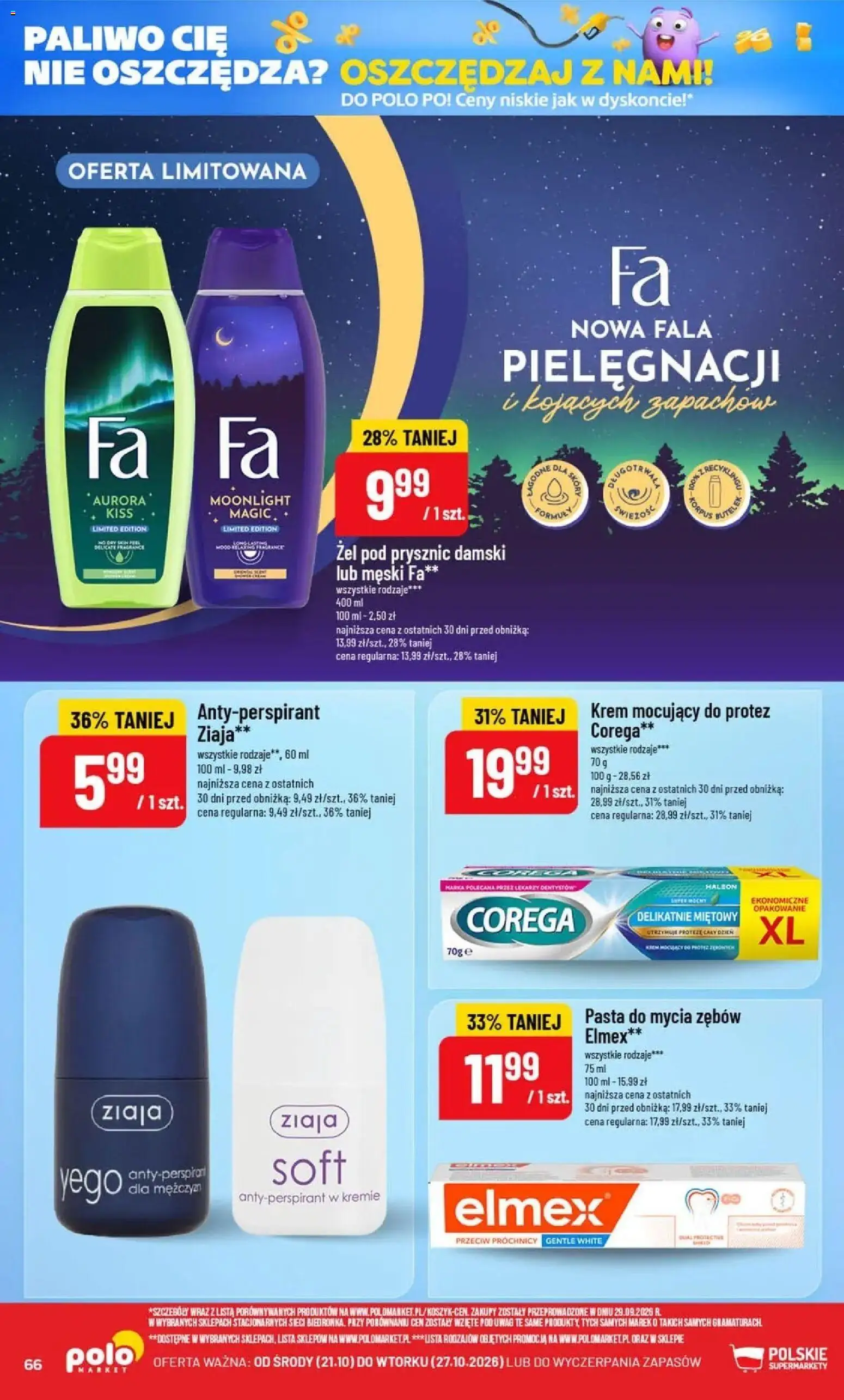 Nowa POLOmarket gazetka od jutra 21.10.2026 | Strona: 66 | Produkty: Prysznic, Pasta, Krem, Antyperspirant