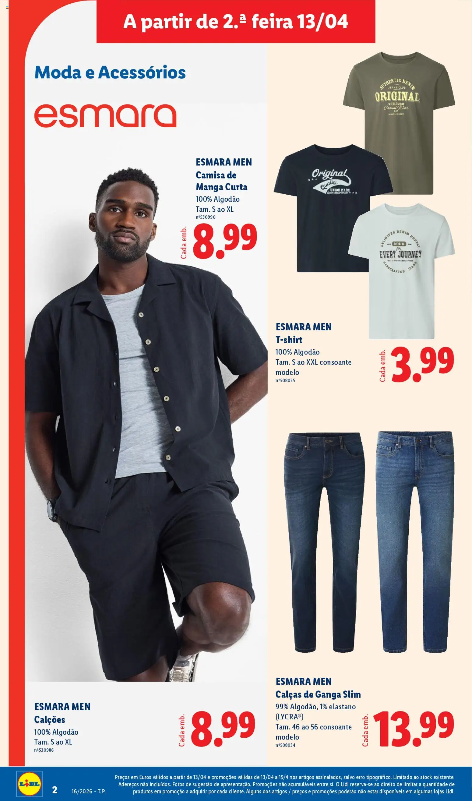 Lidl Novidades │ válido de 13.04.2026 | Página: 2 | Produtos: Jeans, Algodão, Calças, Camisa