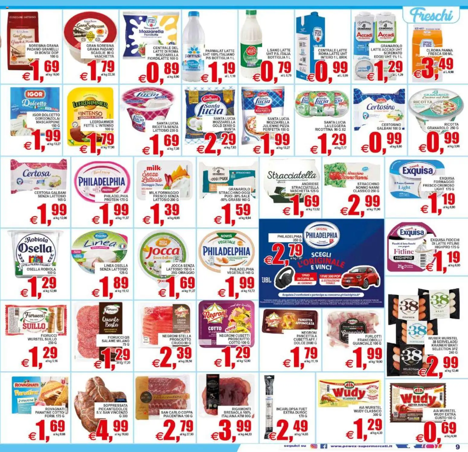 Volantino Pewex del 22/07/2026 | Pagina: 9 | Prodotti: Salame, Pizza, Robiola, Bottiglia