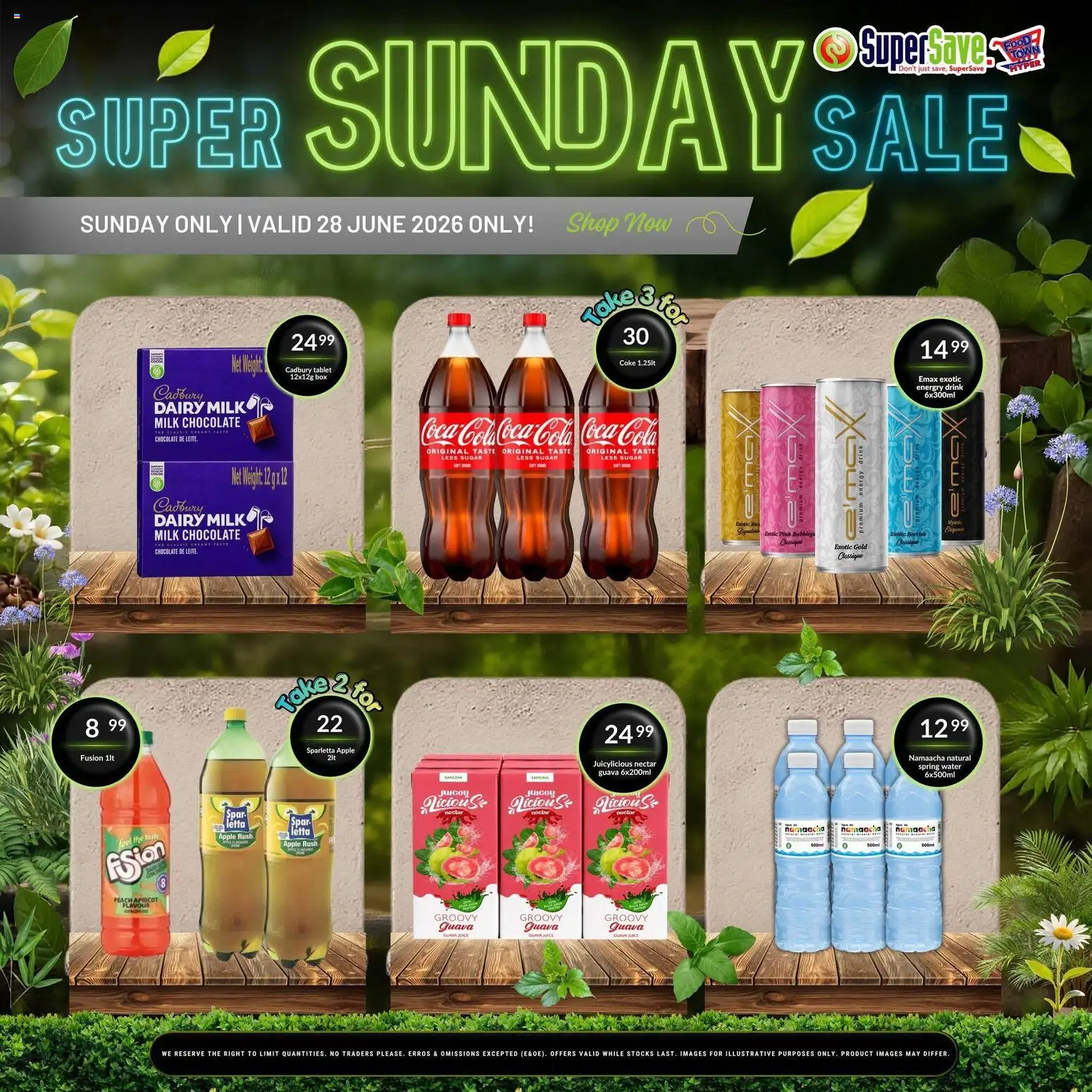 New Super Save catalogue – valid from 28/06/2026 | Page: 4 | Products: Table, Coke, Water, Sugar
