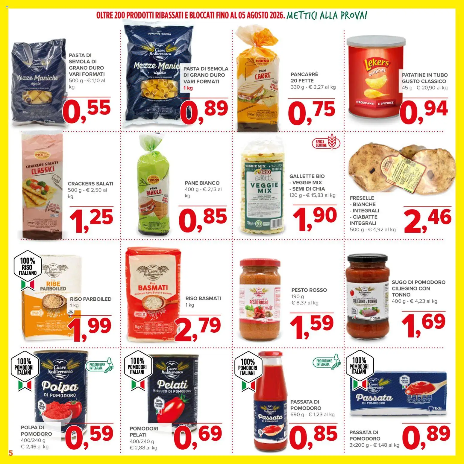 Volantino Todis del 11/06/2026 | Pagina: 5 | Prodotti: Riso Basmati, Pomodori, Crackers, Forno