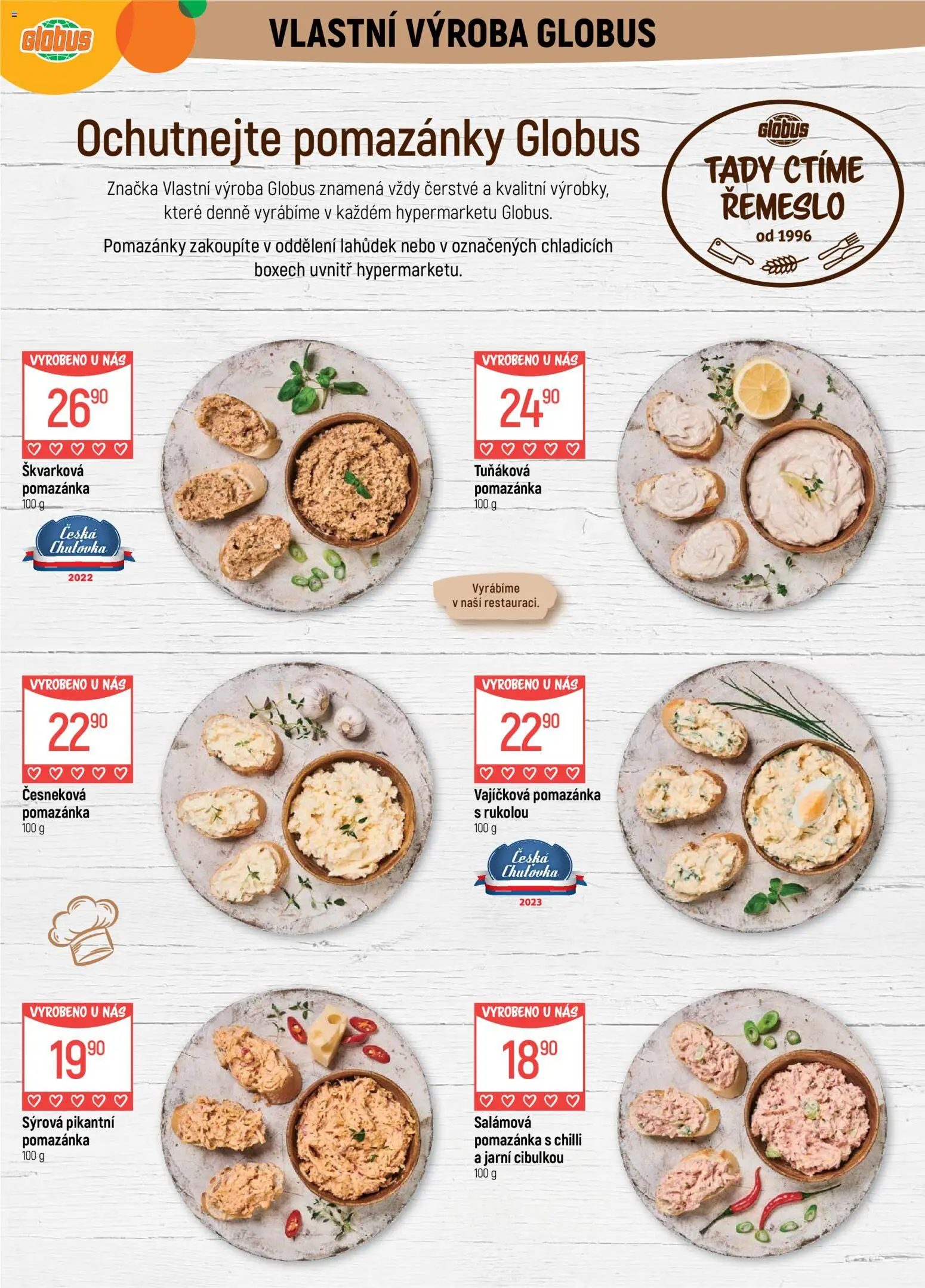 Globus leták - Praha Zličín od 15.04.2026 | Strana: 8 | Produkty: Pomazánky, Globus, Tuňáková pomazánka, Pomazánka
