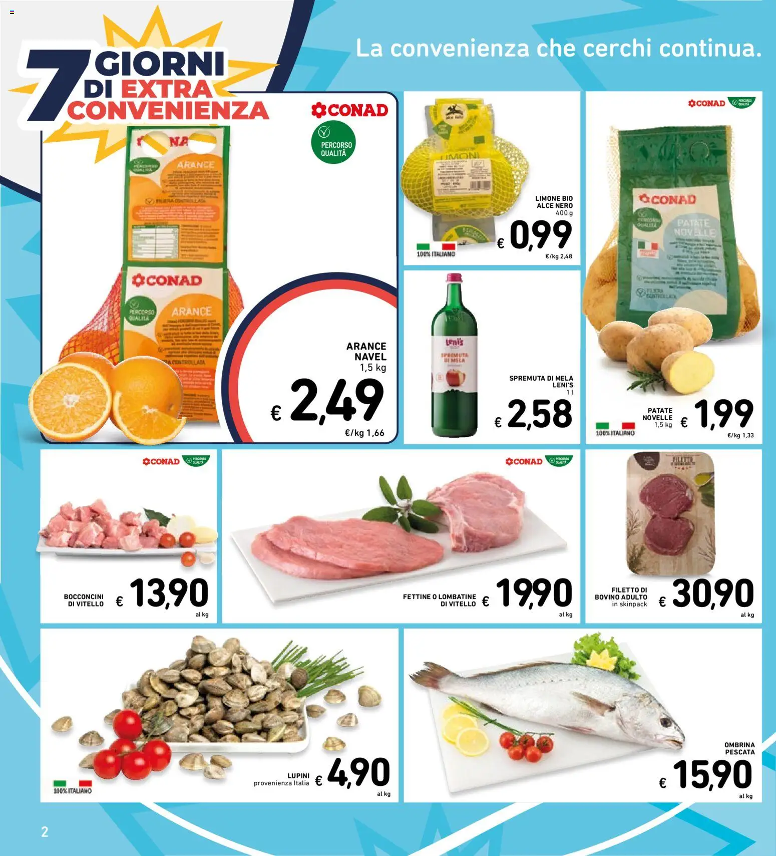 Volantino Spazio Conad del 27/10/2026 | Pagina: 2 | Prodotti: Lupini, Bovino, Filetto, Limoni