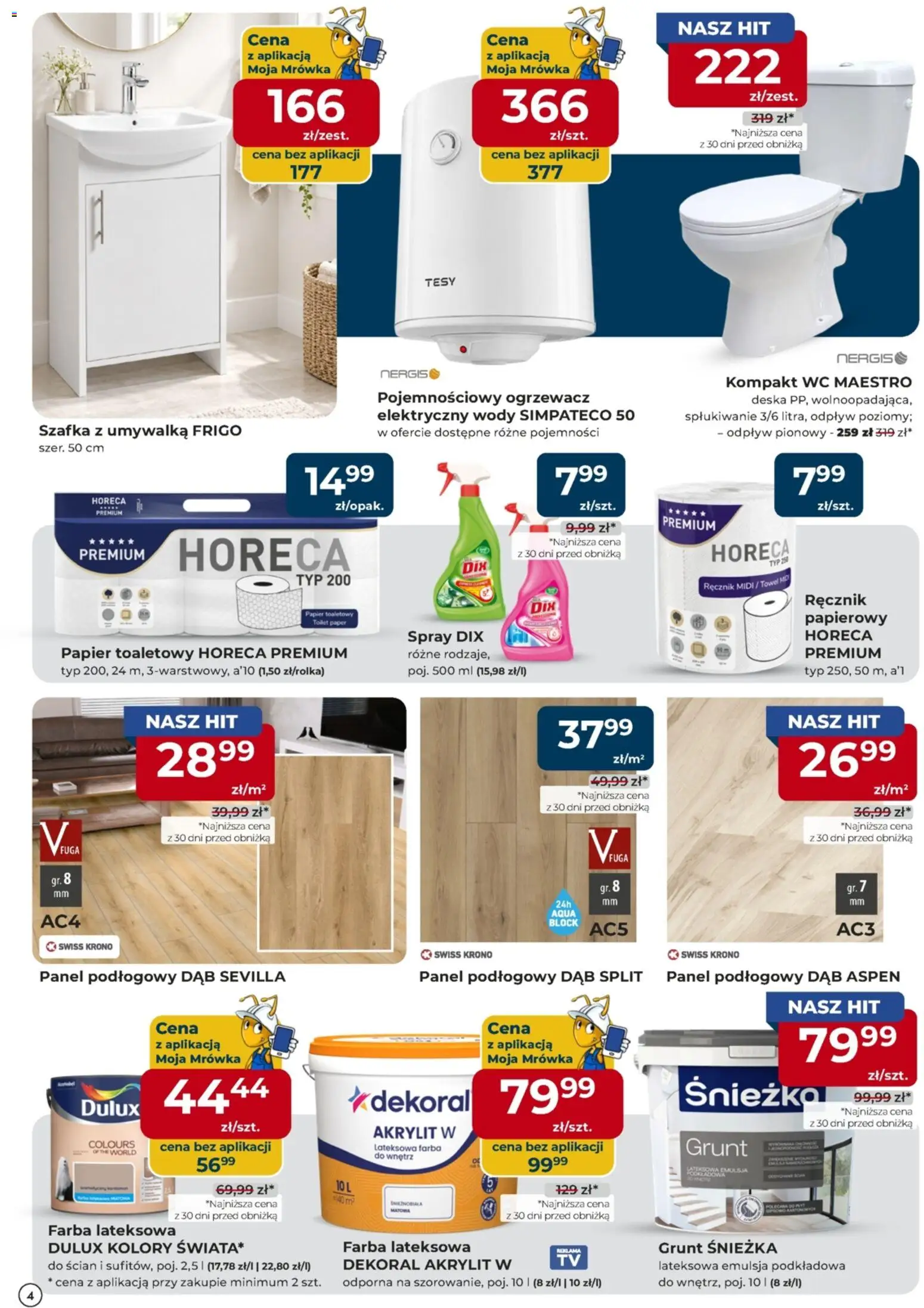 Mrówka gazetka - Radzionków od 08.10.2026 | Strona: 4 | Produkty: Papier toaletowy, Umywalka, Śnieżka