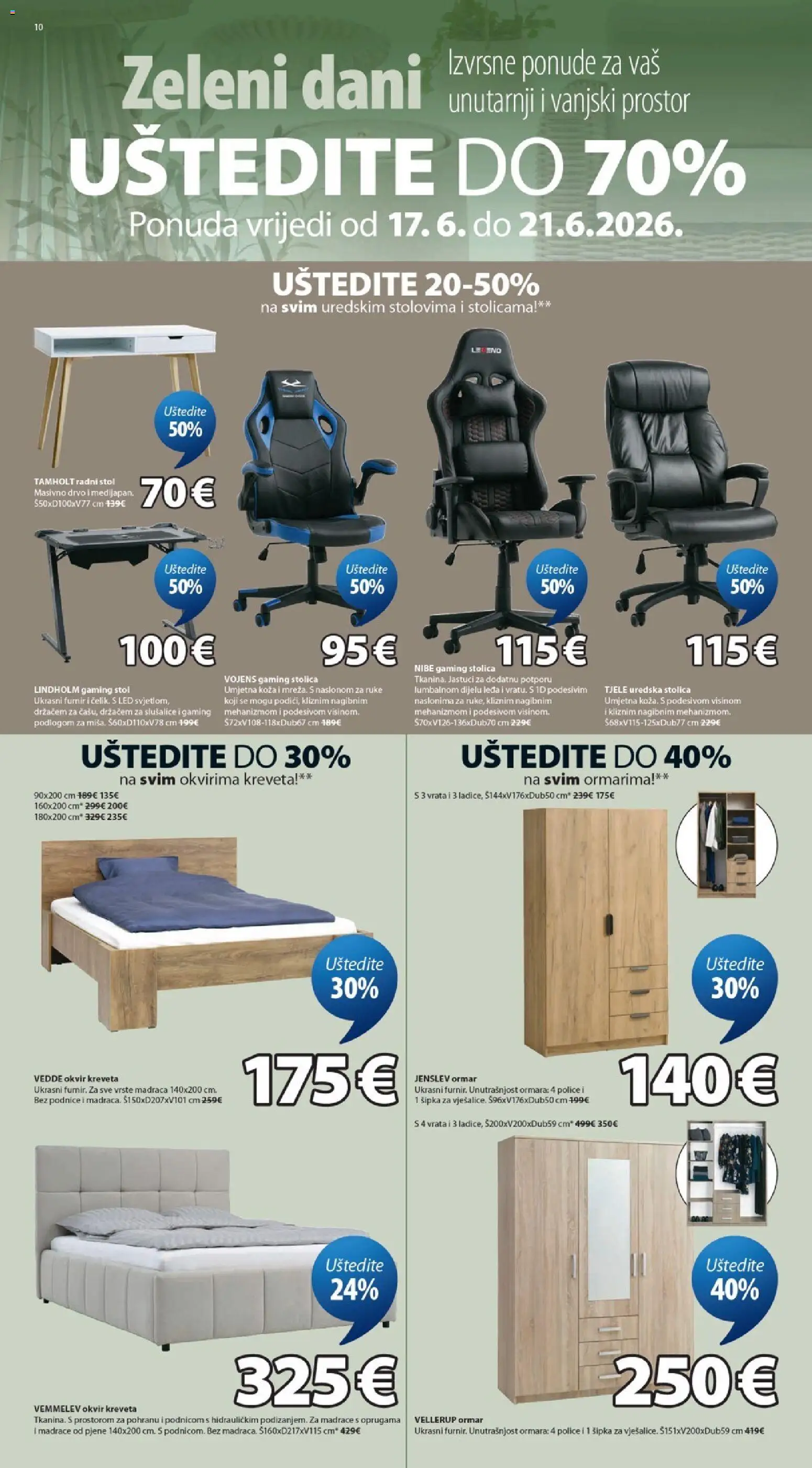 JYSK katalog | vrijedi od 17.06.2026 | Stranica: 10 | Proizvodi: Ormar, Stol, Stolica, Podnice