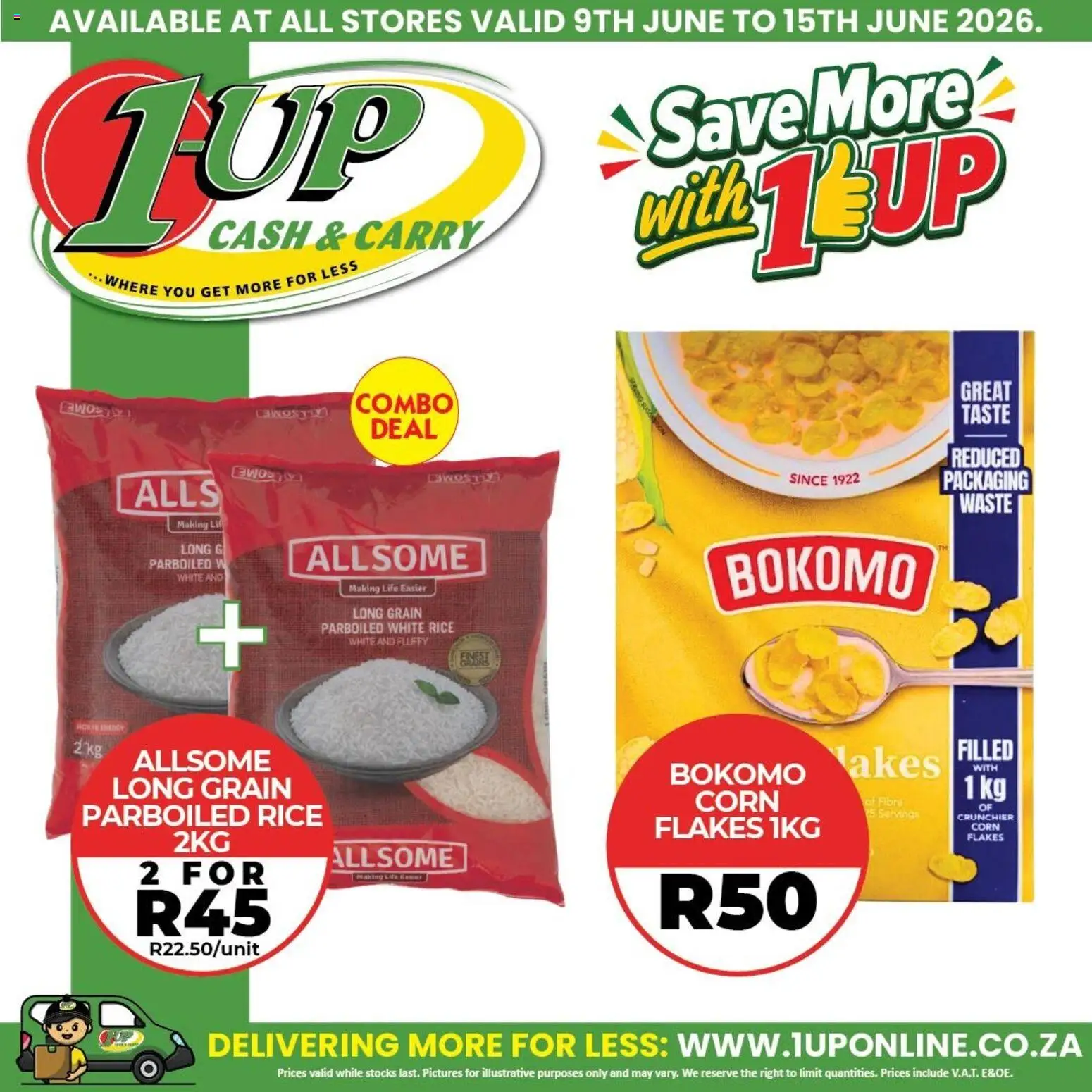New 1UP Cash & Carry catalogue – valid from 09.06.2026 | Page: 1 | Products: Corn, Rice, Flakes