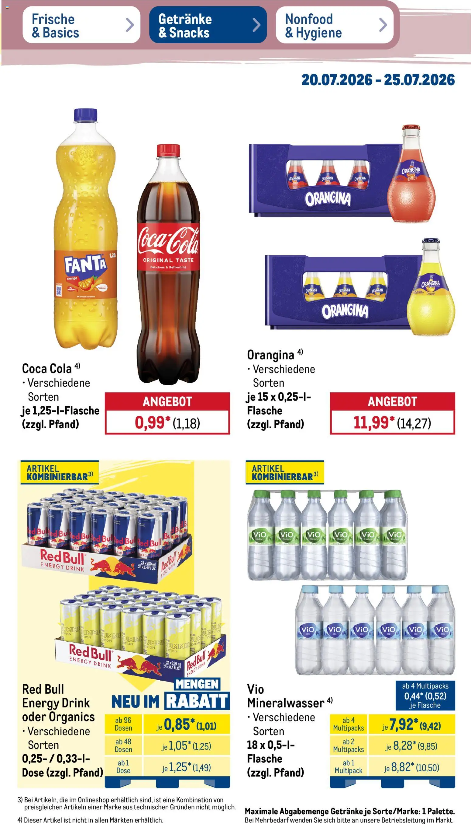 Metro NonFood-Angebote – gültig ab 20.07.2026 | Seite: 19 | Produkte: Coca cola, Fanta, Energy, Mineralwasser
