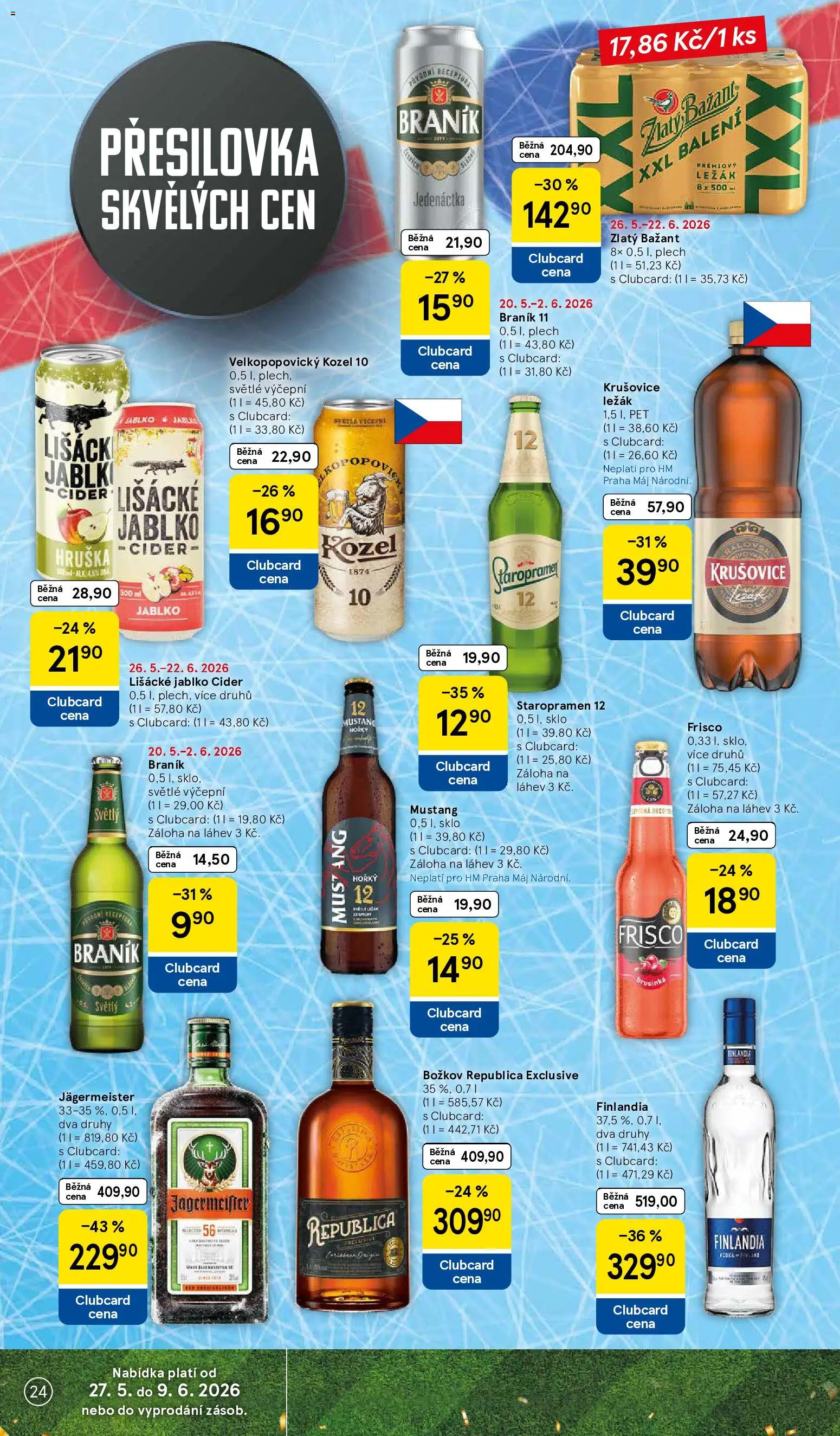 Tesco leták - Hypermarket od 27.05.2026 | Strana: 24 | Produkty: Plech, Božkov, Velkopopovický Kozel 10, Láhev