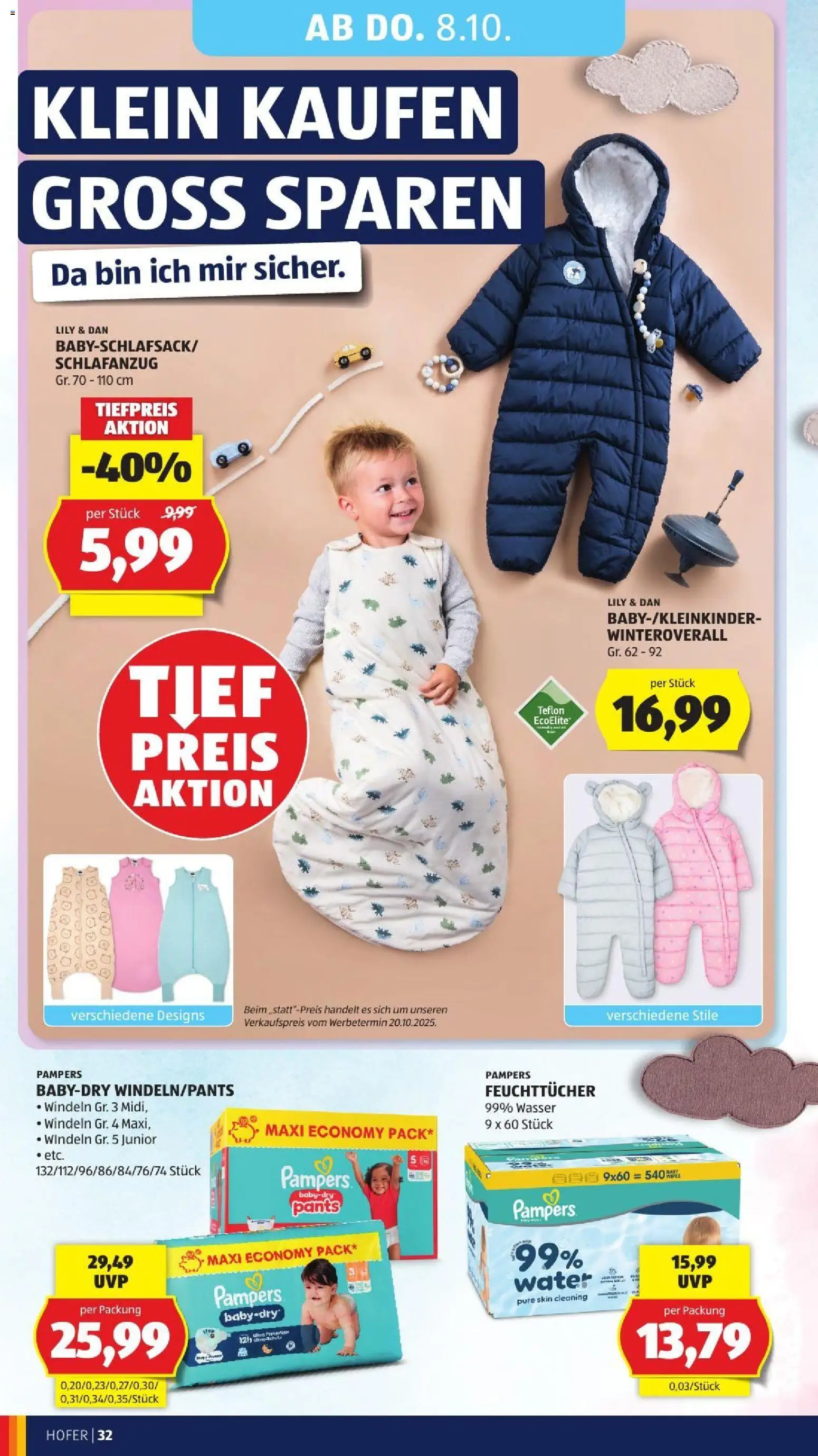 Hofer Flipbook gültig ab 02.10.2026 | Seite: 42 | Produkte: Overall, Wasser, Windeln, Pampers