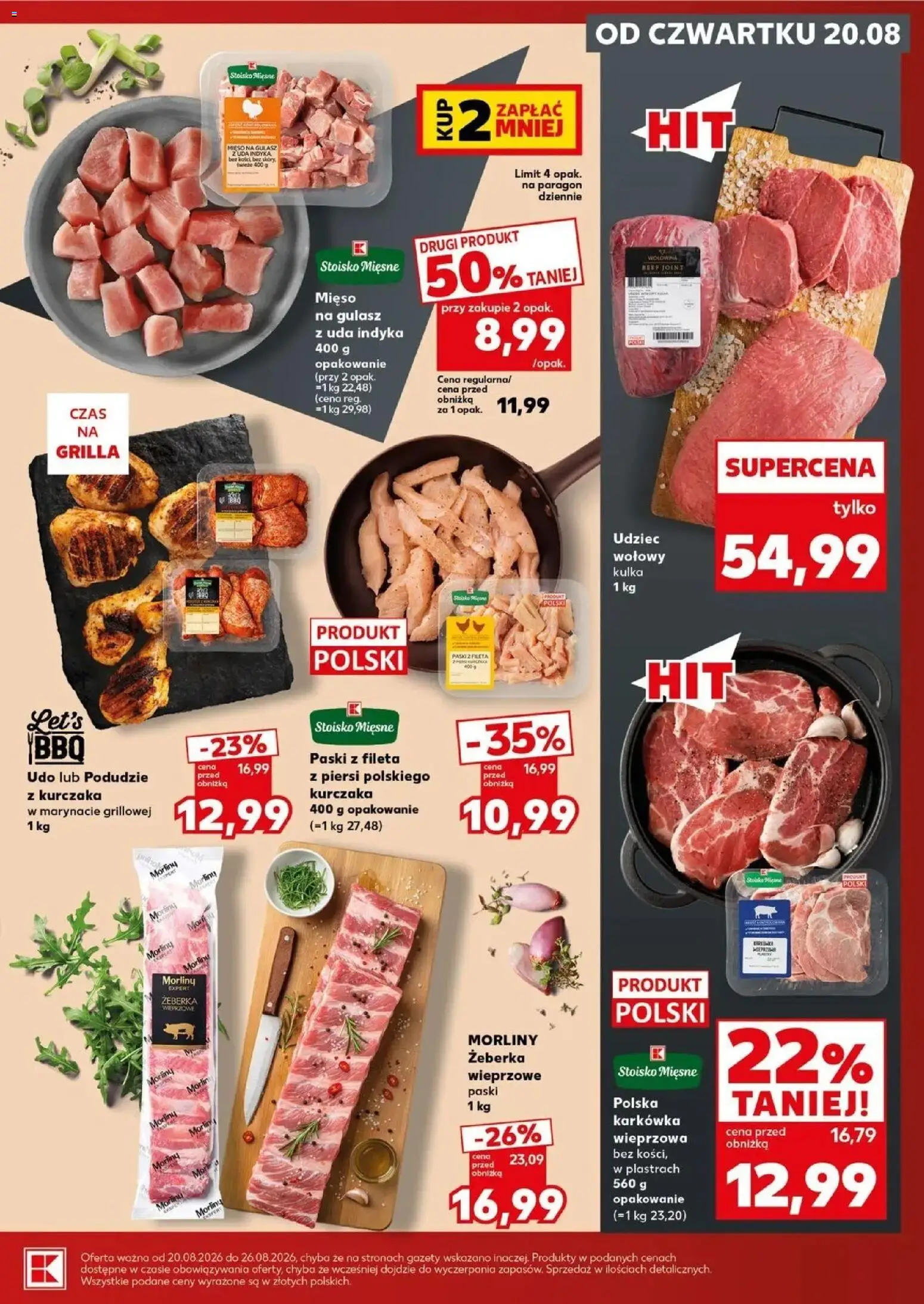 Kaufland gazetka - Mocny start od 24.08.2026 - od jutra PDF | Strona: 15 | Produkty: Karkówka, Piersi, Udziec wołowy, Karkówka wieprzowa