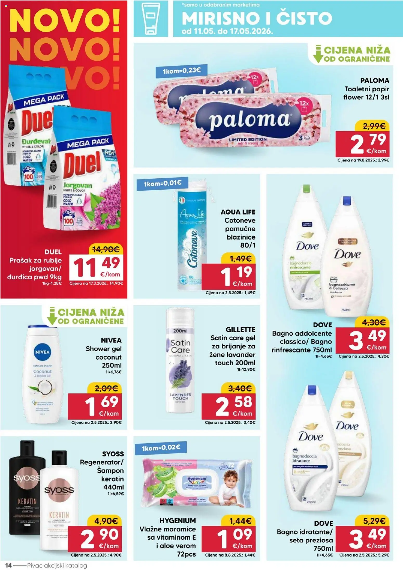 Pivac katalog | vrijedi od 11.05.2026 | Stranica: 14 | Proizvodi: Prašak za rublje, Šampon, Vlažne maramice, Dove