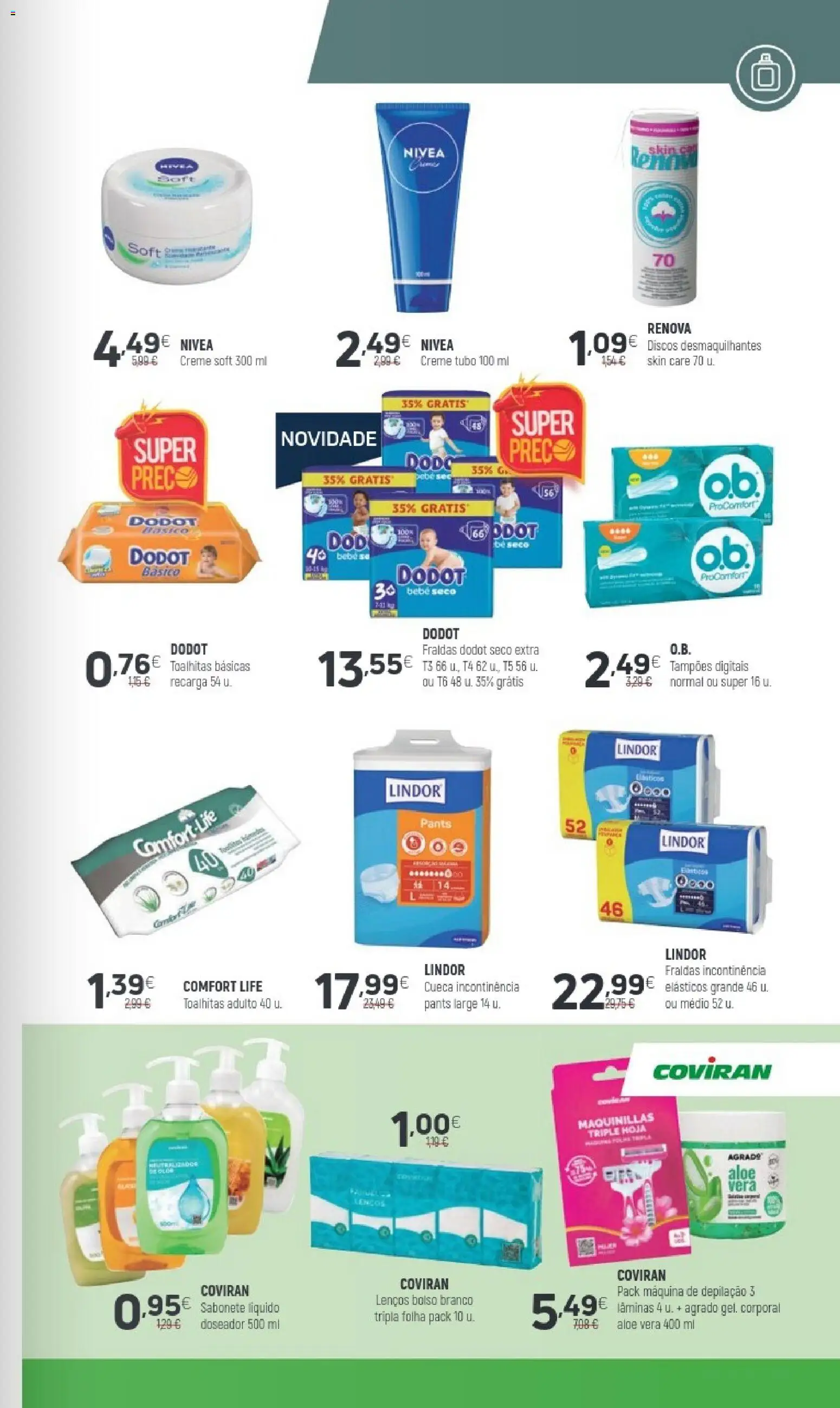 Coviran folheto │ válido de 21.04.2026 | Página: 17 | Produtos: Fraldas, Fraldas dodot, Sabonete líquido, Sabonete