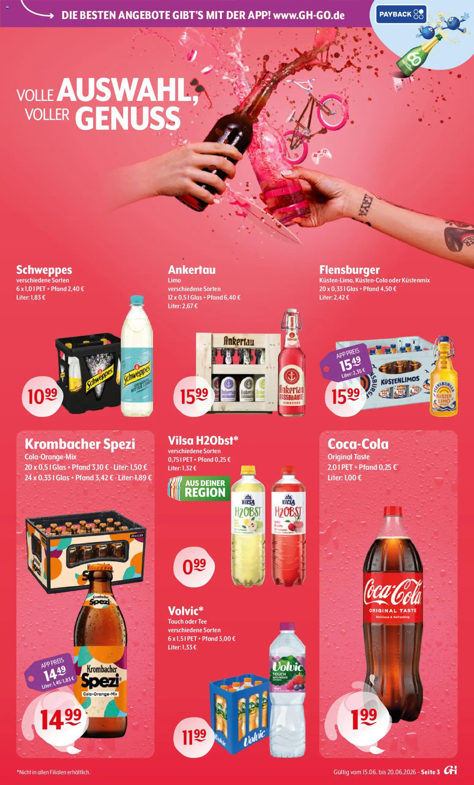 Getränke Hoffmann - Nordrhein - Westfalen – gültig ab 15.06.2026 | Seite: 3 | Produkte: Flensburger, Krombacher, Tee, Volvic