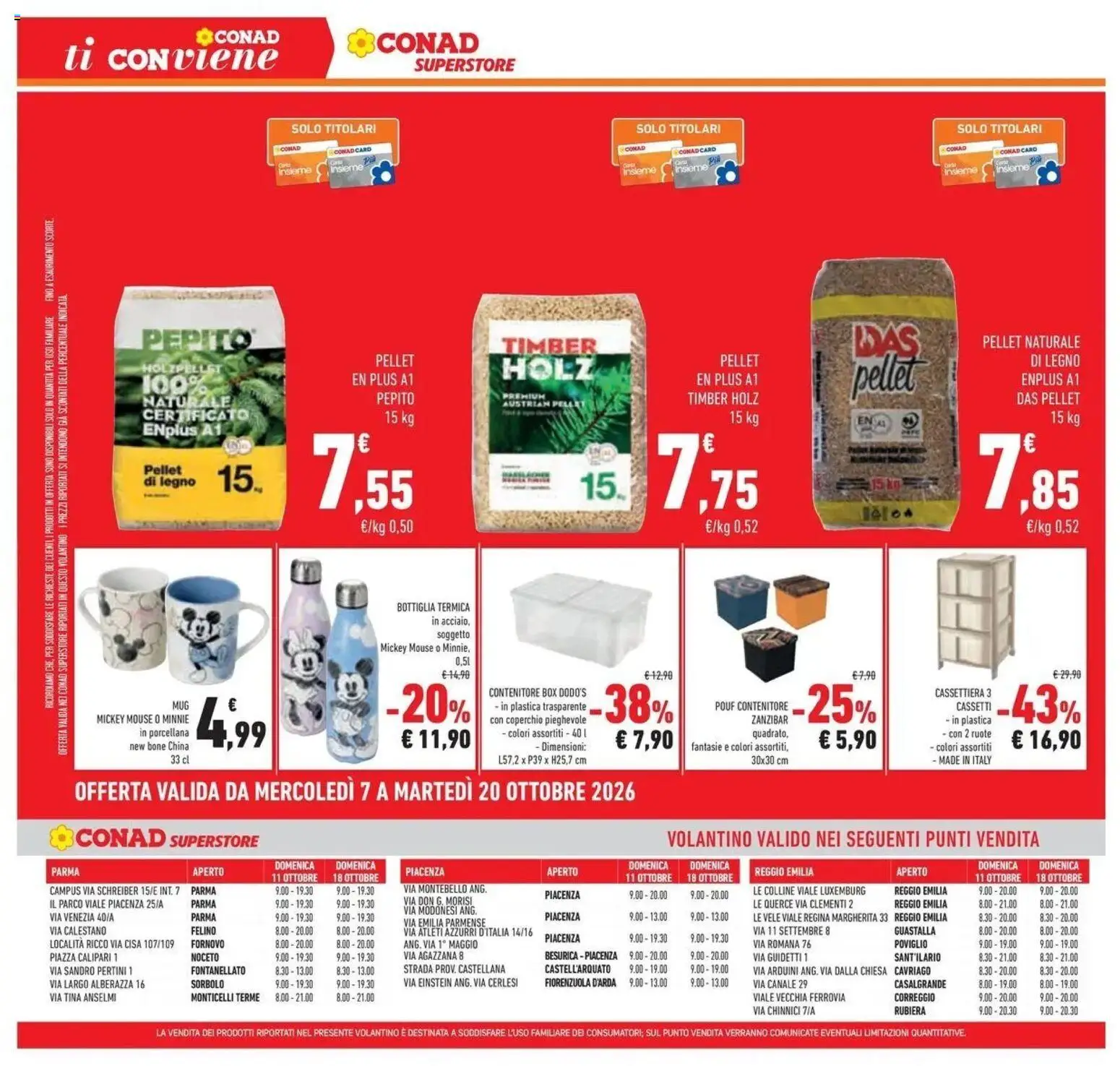 Volantino Conad del 07/10/2026 | Pagina: 40 | Prodotti: Pellet di legno, Mouse, Contenitore, Cassettiera