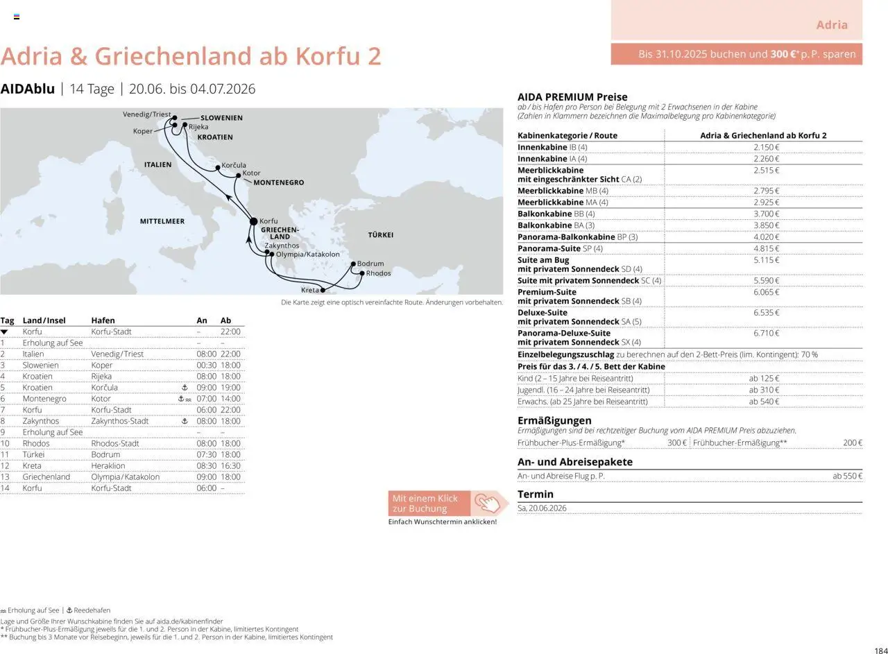 Aida Sommer 2026 – gültig ab 01.03.2026 | Seite: 184 | Produkte: Bett