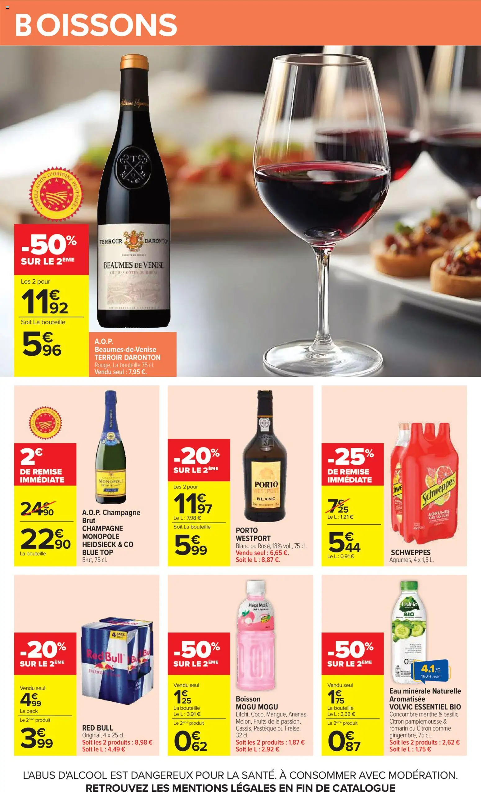 {H1} | Page: 49 | Produits: Boissons, Eau minérale naturelle, Champagne, Red bull