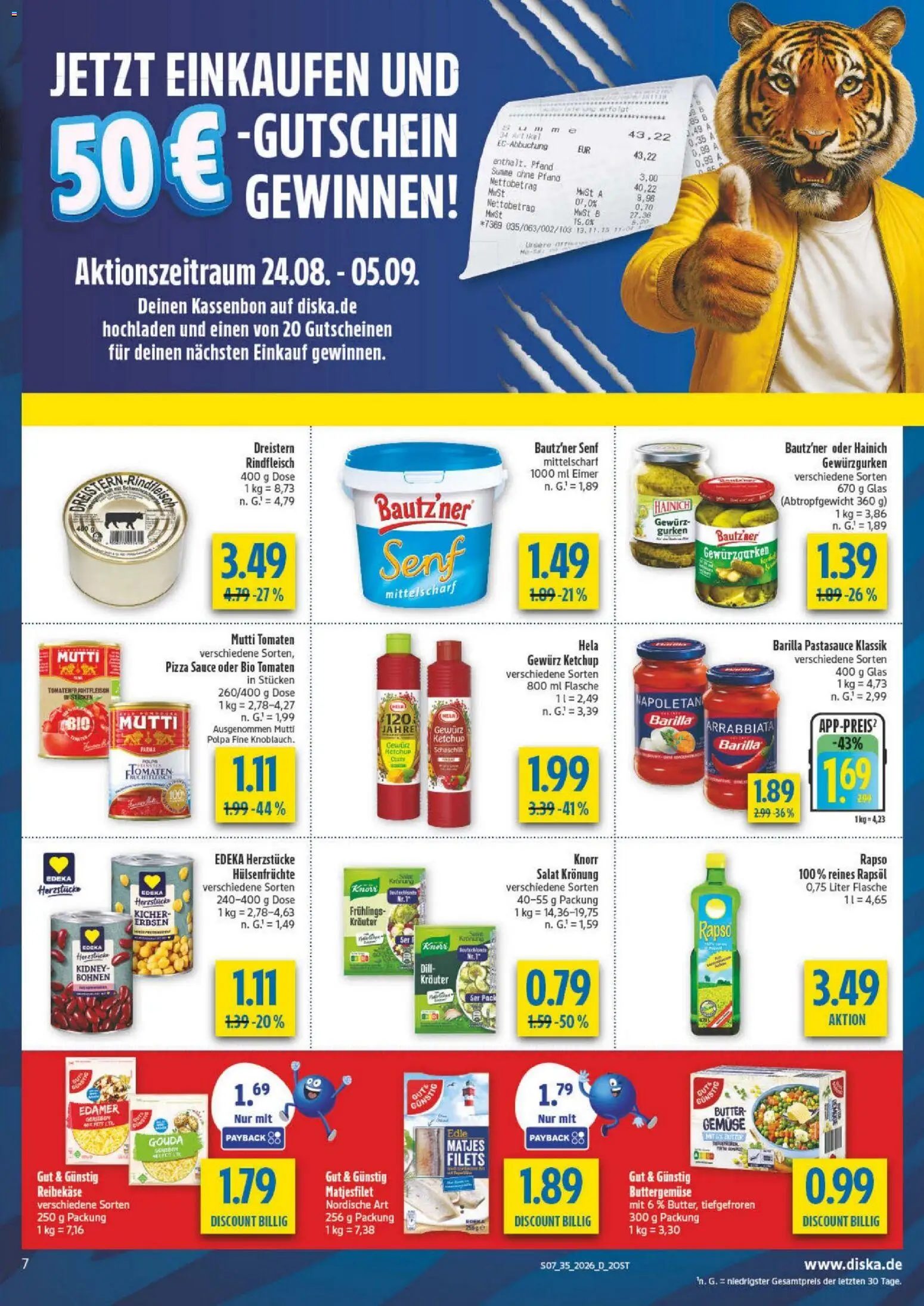 Diska - Diska Angebote Sachsen-Thüringen KW35 – gültig ab 19.08.2026 | Seite: 7 | Produkte: Rapsöl, Edamer, Gemüse, Erbsen