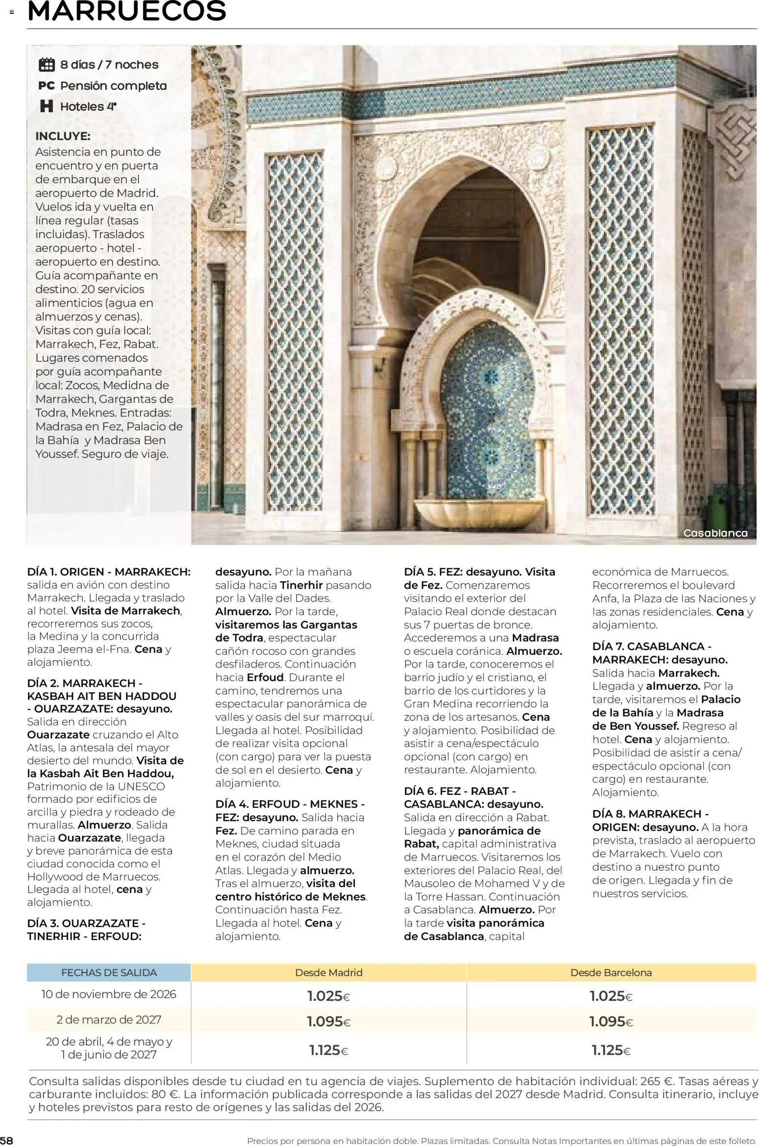 Viajes El Corte Inglés folleto Destinos Otoño y Primavera │ válido desde el 01/07/2026 | Página: 58 | Productos: PC, Agua, Puertas
