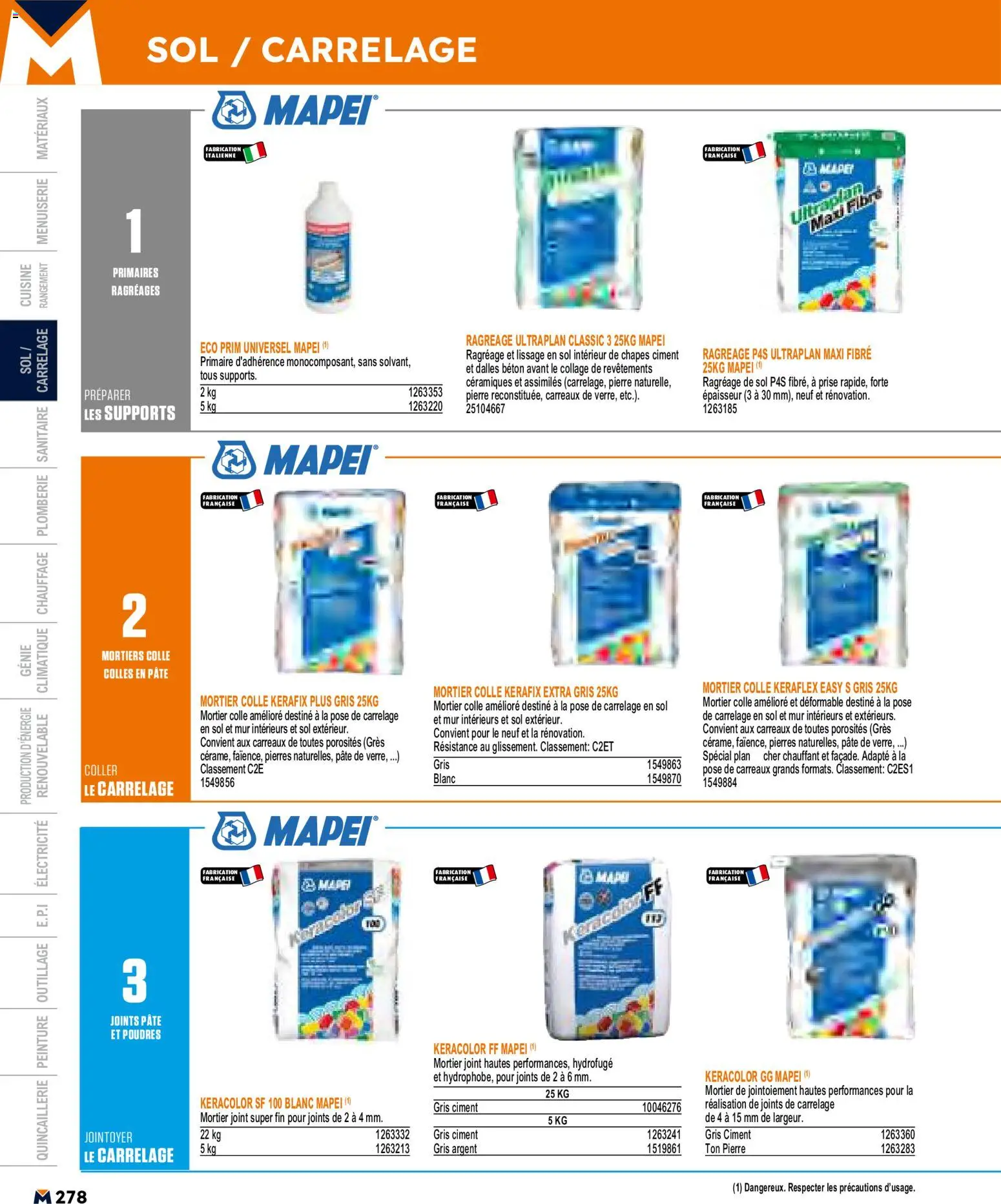 {H1} | Page: 278 | Produits: Mortier, Prise, Colle