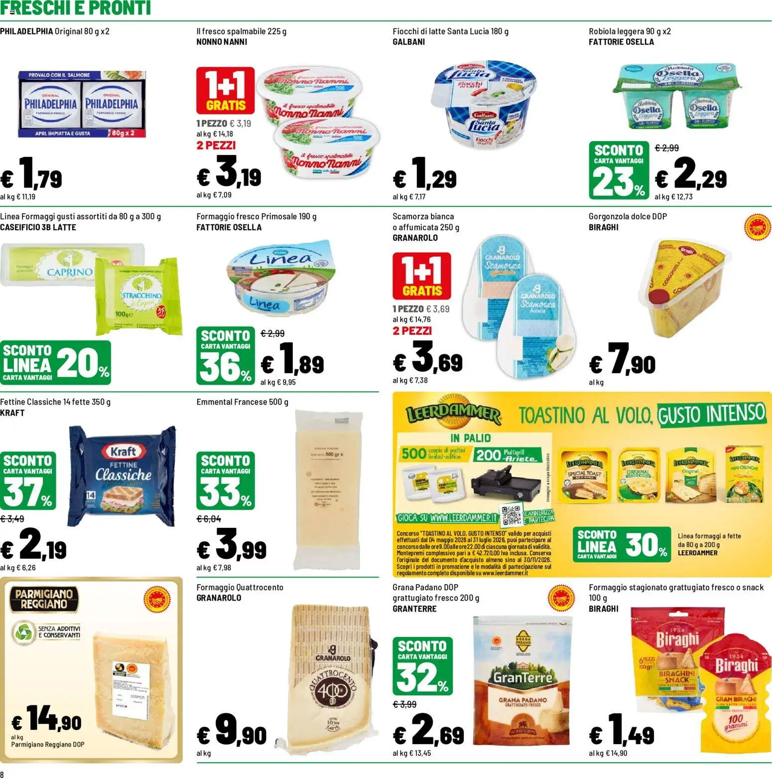 Volantino Iper del 12.06.2026 | Pagina: 8 | Prodotti: Fiocchi di latte, Latte, Parmigiano reggiano, Robiola