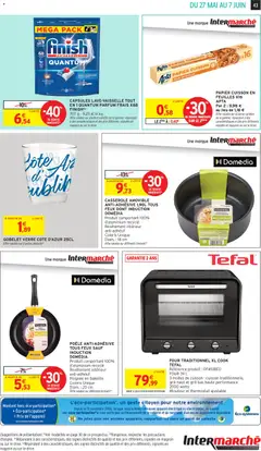 Intermarché - Prévisualisation de POÊLE ANTI-ADHÉSIVE TOUS FEUX SAUF INDUCTION DOMÉDIA, Produit comportant 100% d'aluminium recyclé. Revêtement intérieur anti-adhésif. Poignée en bakelite. Coloris Unique. Diam.: 20 cm. Offre valable sur différents formats valide à partir de 27.05.2026 | Page: 43