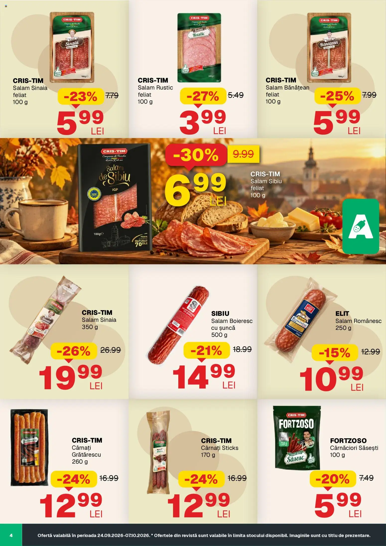 Noul catalog Annabella – valabil de la 24.09.2026 | Pagină: 4 | Produse: Carnati sticks, Salam, Șuncă, Cârnați
