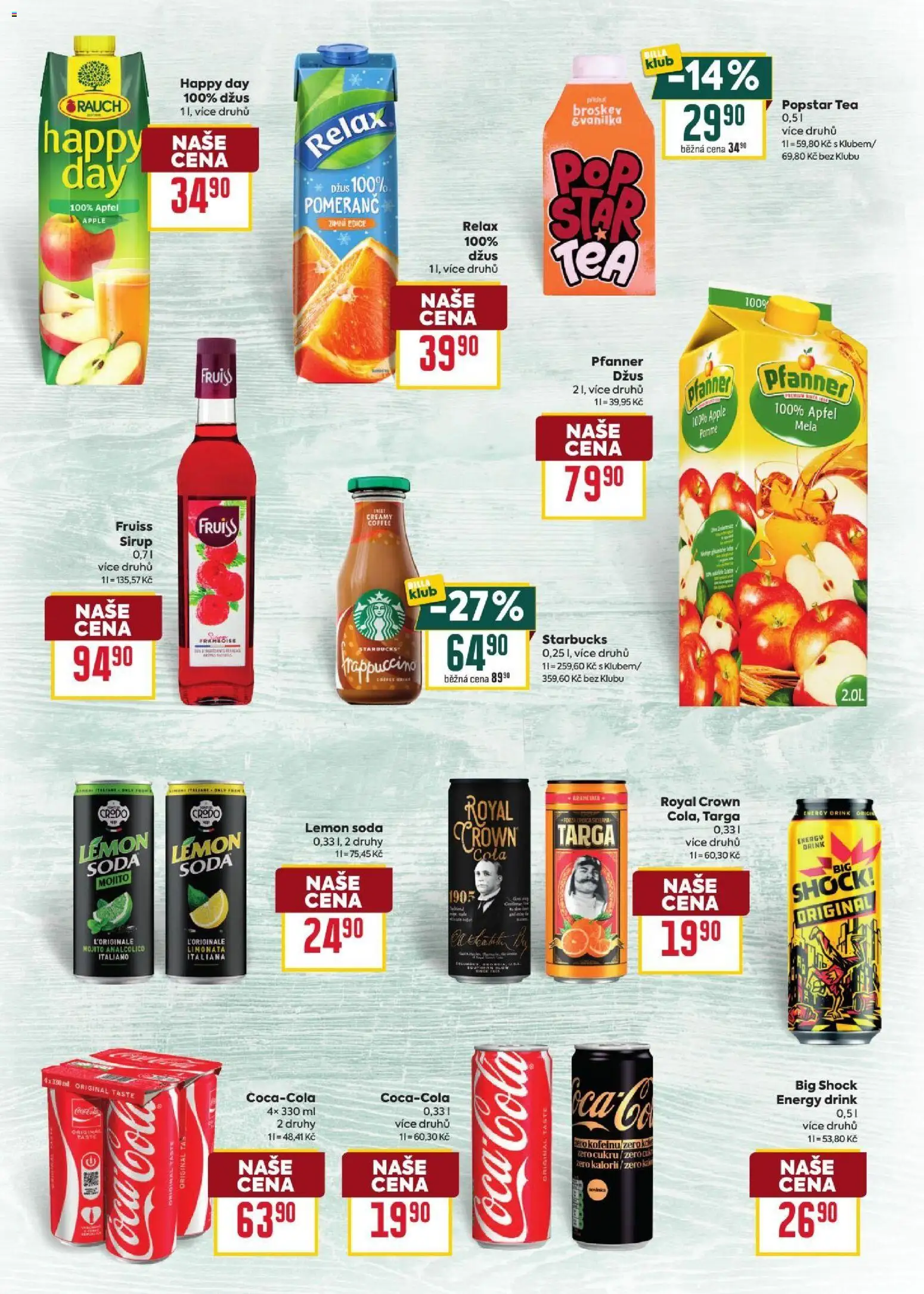 Billa leták - Podzimní nápoje od 09.09.2026 | Strana: 19 | Produkty: Starbucks Frappuccino, Starbucks, Džus, Cola