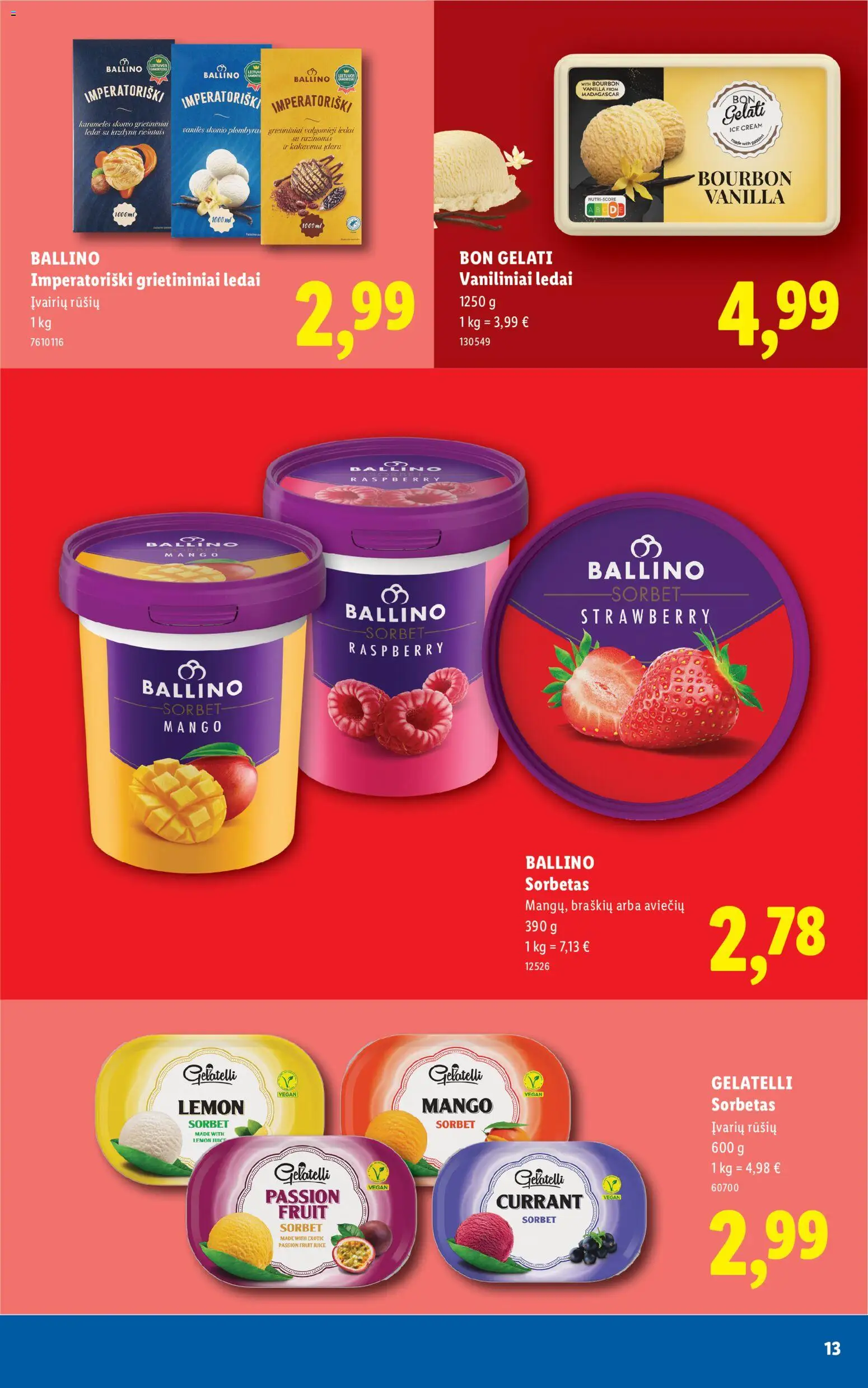 LIDL akcijos nuo 08.06.2026 | Puslapis: 13 | Prekių: Ledai, Plombyras