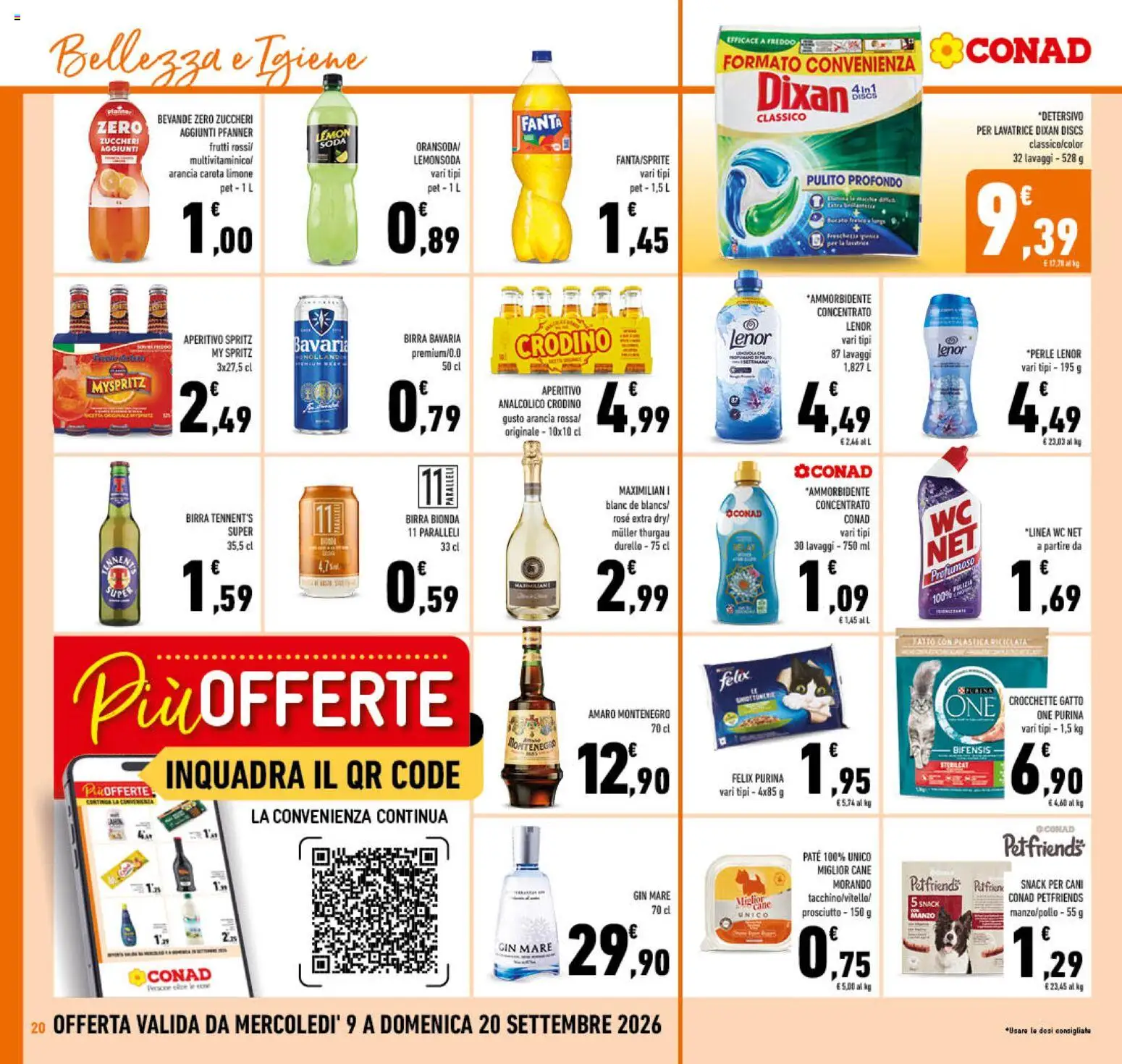 Volantino Conad del 09/09/2026 | Pagina: 20 | Prodotti: Birra, Limone, Crocchette, Fanta