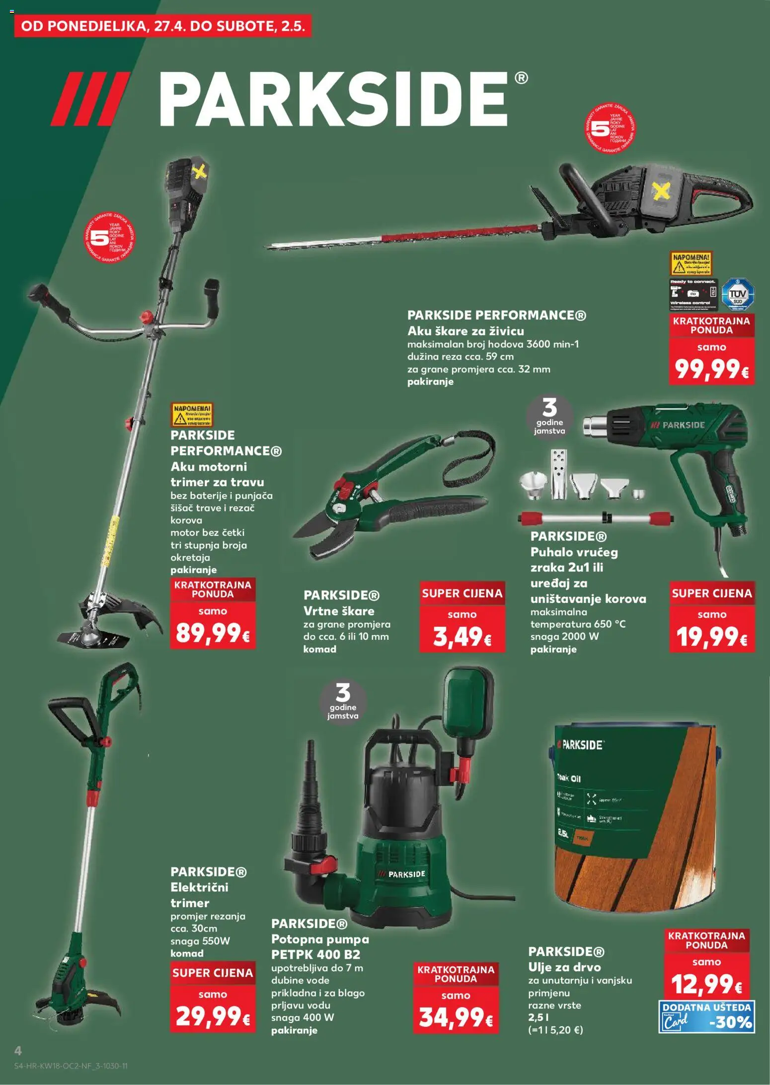 Kaufland katalog | vrijedi od 29.04.2026 | Stranica: 4 | Proizvodi: Baterije, Škare, Rezač, Parkside