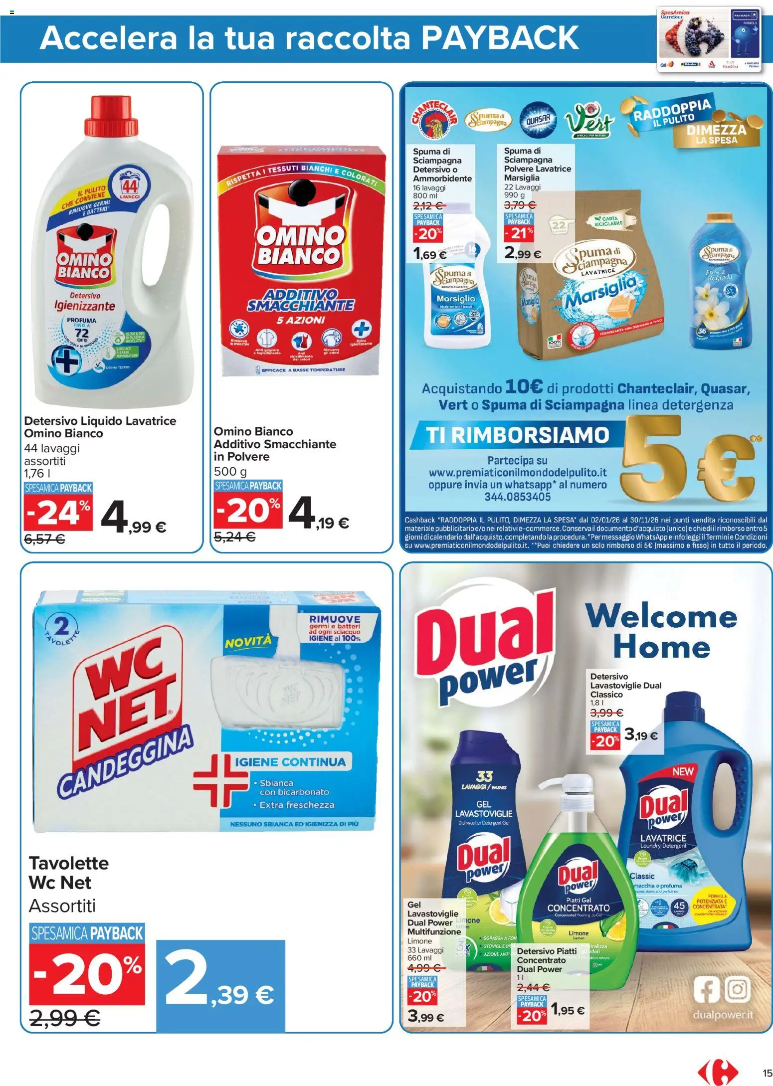 Volantino Carrefour del 20/08/2026 | Pagina: 15 | Prodotti: Ammorbidente, Piatti, Bicarbonato, Lavatrice