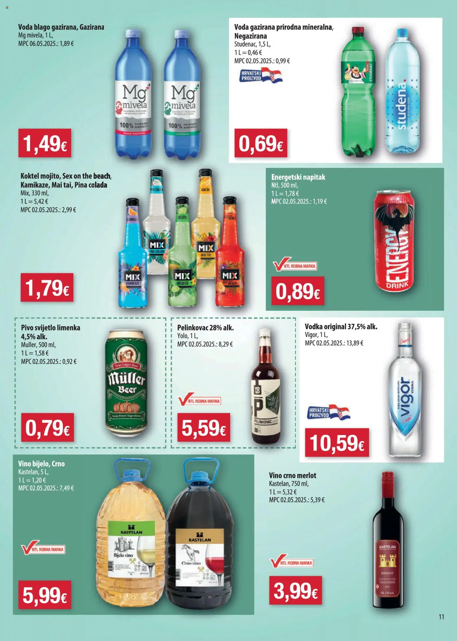NTL katalog | vrijedi od 08.07.2026 | Stranica: 11 | Proizvodi: Pelinkovac, Vino, Pivo, Vodka