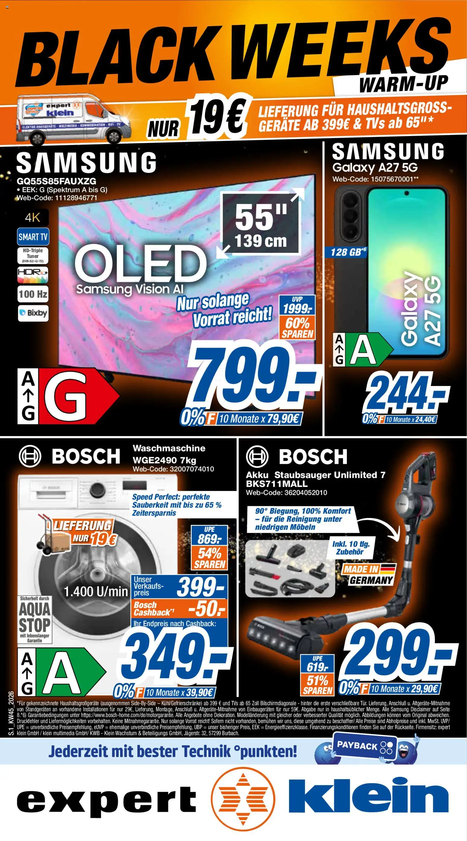 Expert Black Weeks – gültig ab 02.11.2026 | Seite: 1 | Produkte: Bosch, Waschmaschine, Samsung, TV
