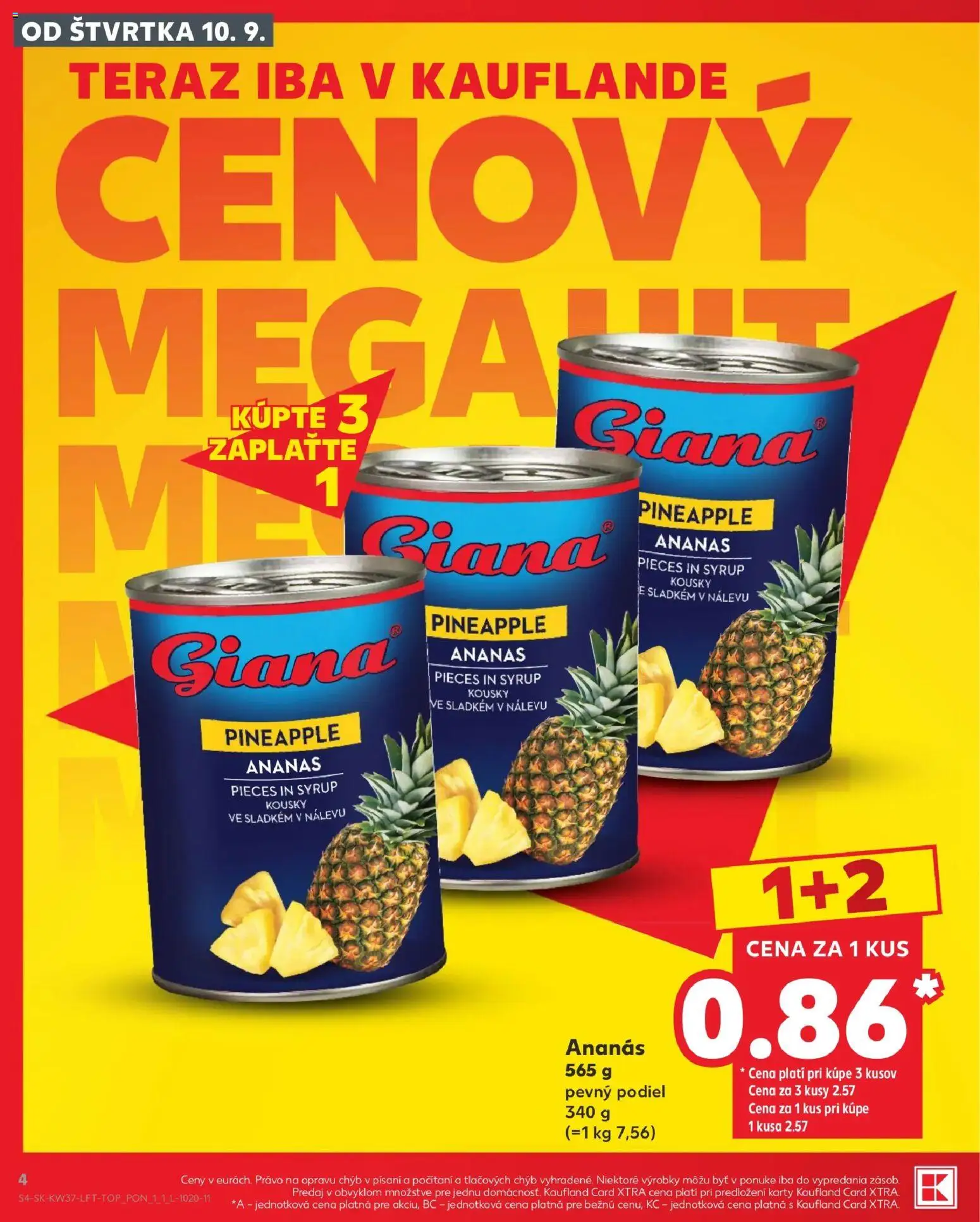 Nové Kaufland akcie – leták je platný od 10.09.2026 | Strana: 4 | Produkty: Ananás