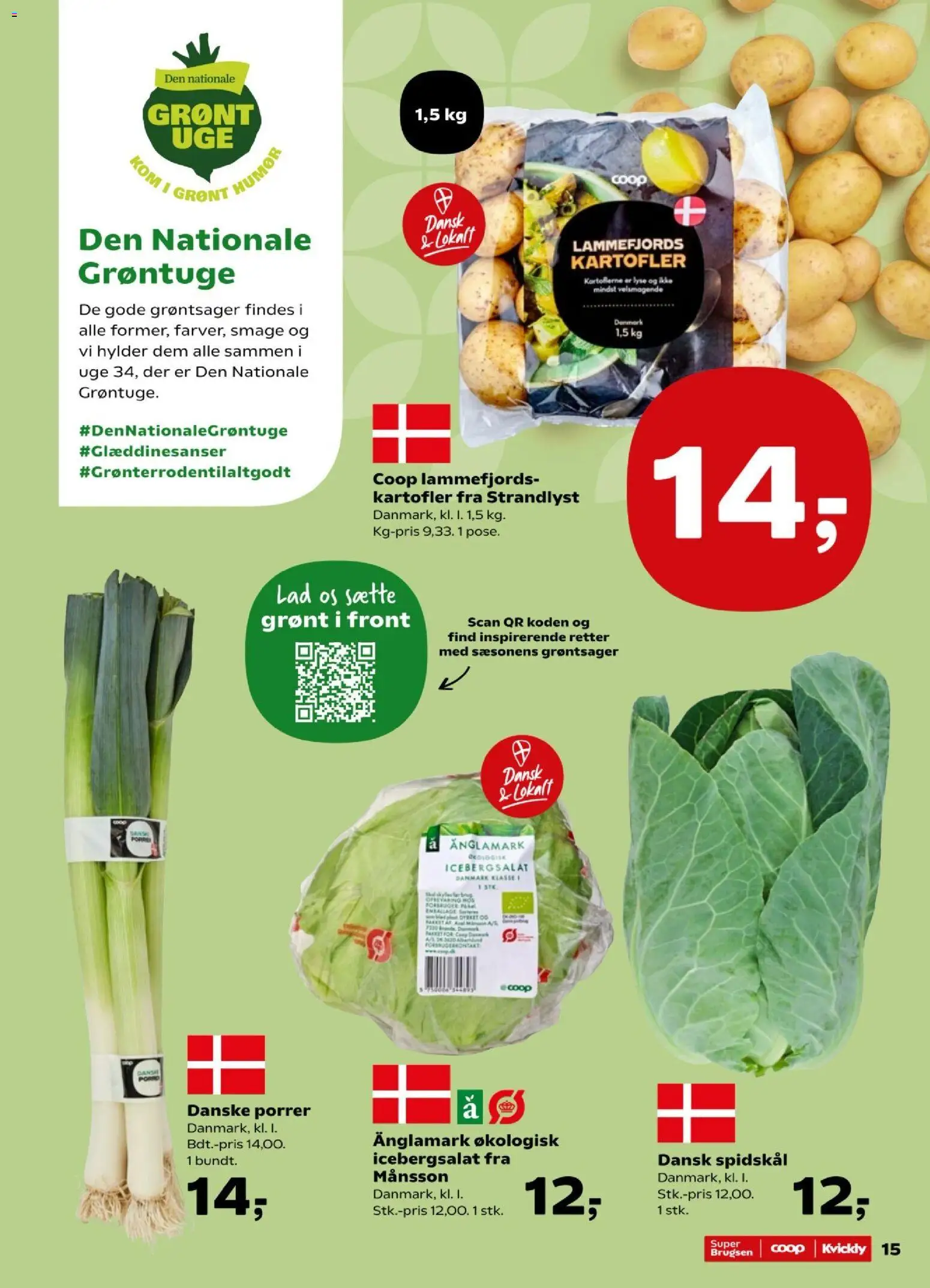 Super Brugsen tilbudsavis – gyldig fra 21/08/2026 | Side: 15 | Produkter: Kartofler, Porrer, Spidskål, Icebergsalat